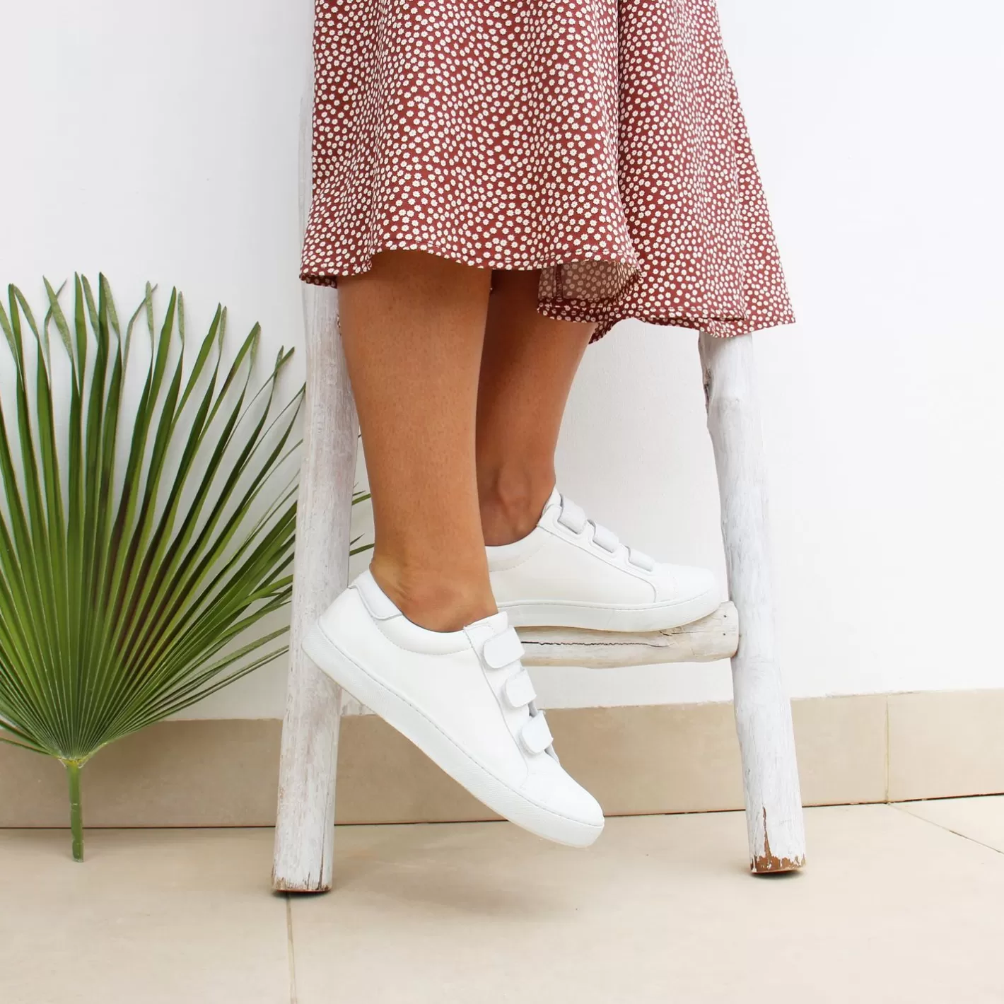 Baskets-JULES & JENN Baskets Scratch Cuir Blanc