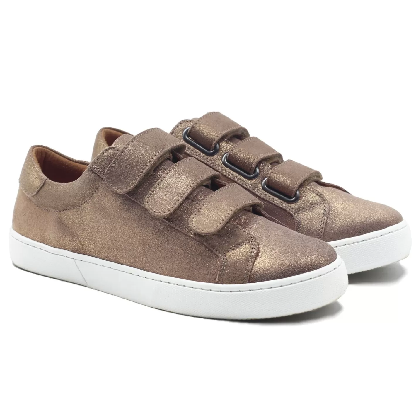 Baskets-JULES & JENN Baskets Scratch Cuir Metallise Bronze