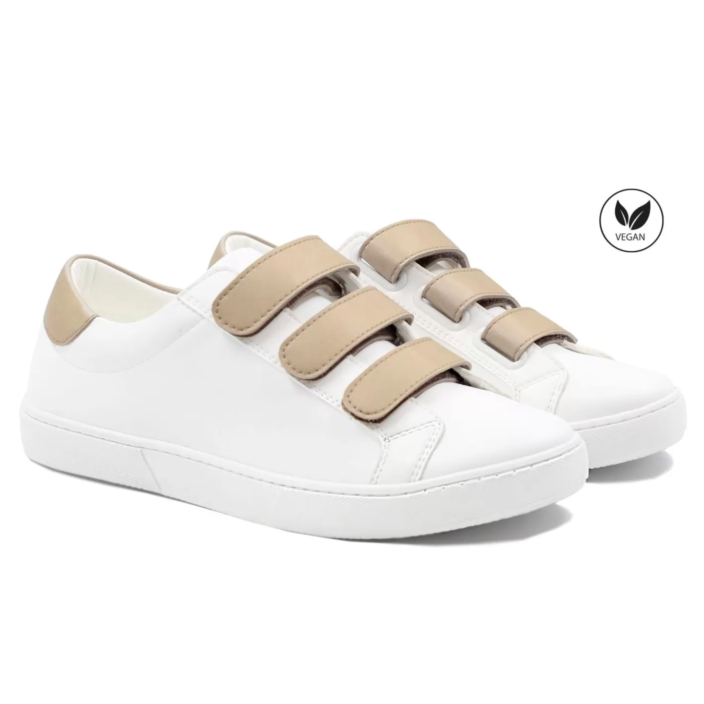 Baskets-JULES & JENN Baskets Scratch Fibre Mais Blanc Blanc/Camel