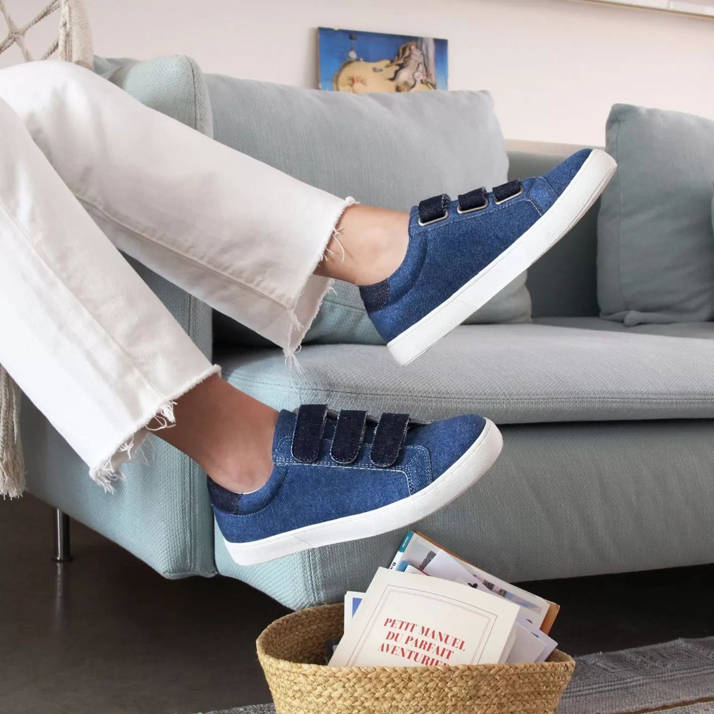 Baskets-JULES & JENN Baskets Scratch Toile De Jean Bleu Bleu Denim/Bleu