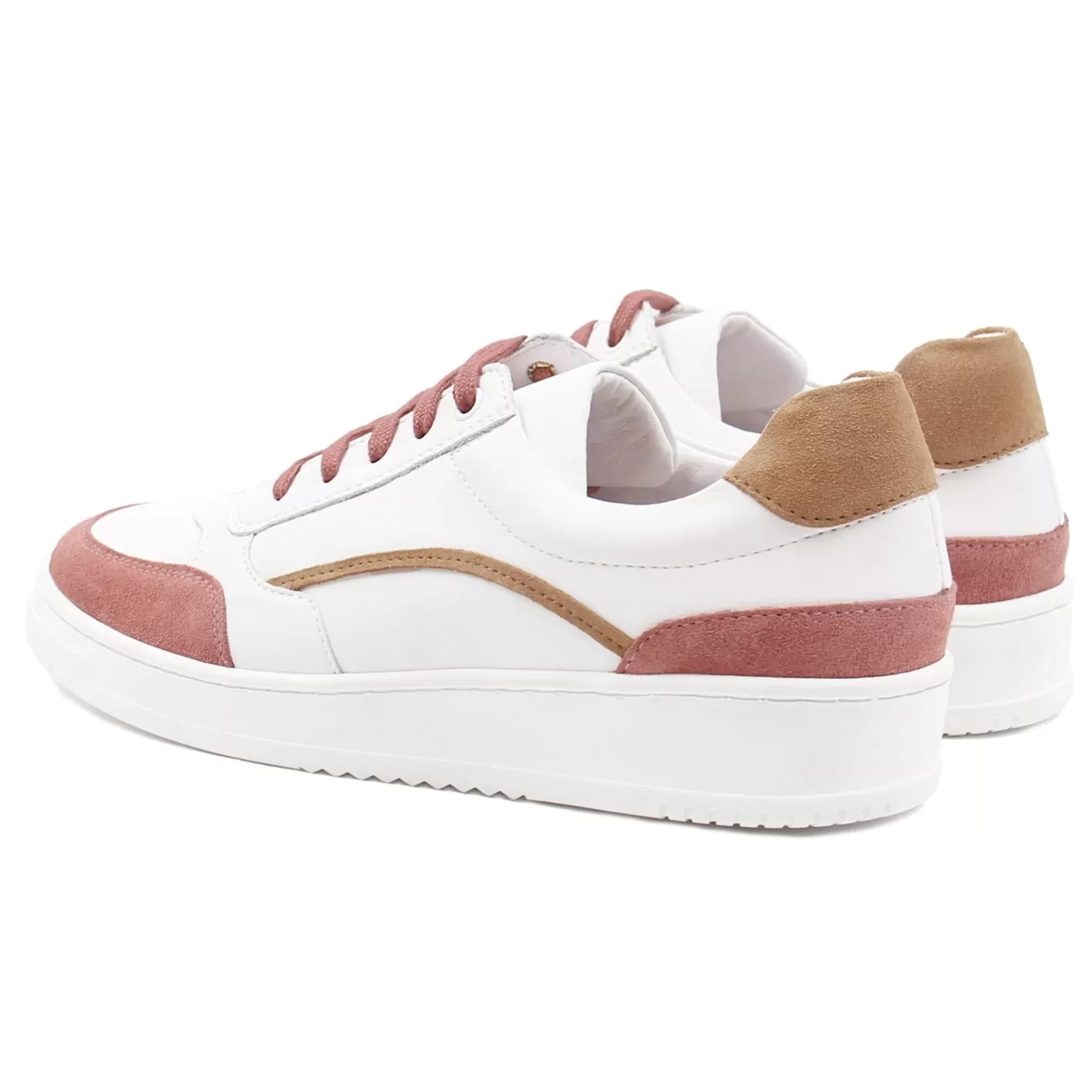Baskets-JULES & JENN Baskets Vintage Cuir Blanc Beige Blanc/Beige
