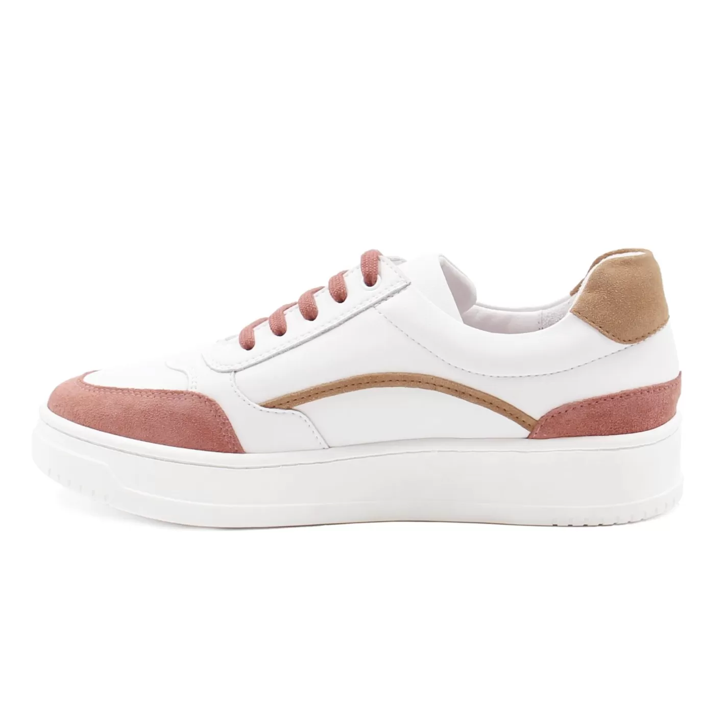 Baskets-JULES & JENN Baskets Vintage Cuir Blanc Beige Blanc/Beige