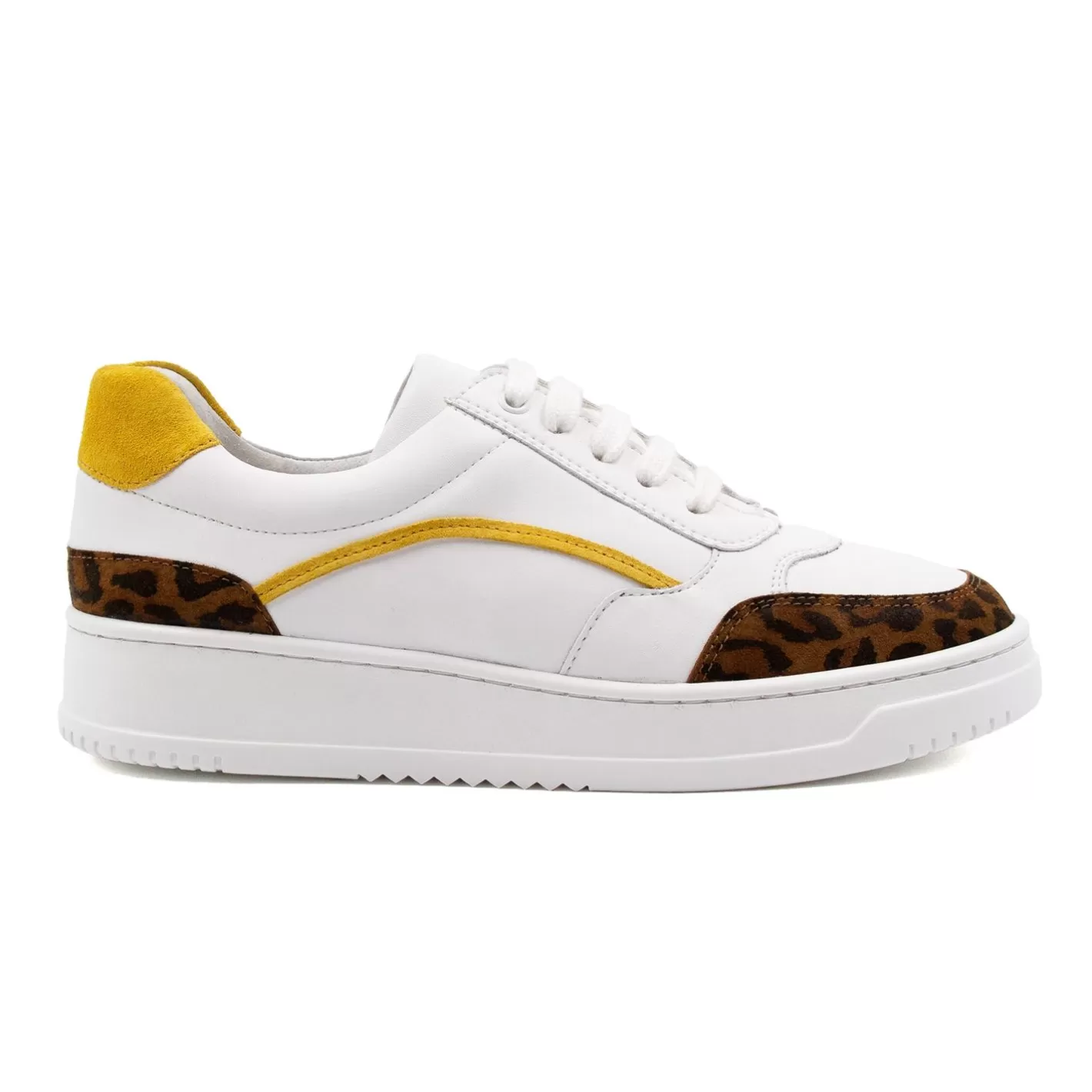 Baskets-JULES & JENN Baskets Vintage Cuir Blanc Leopard Blanc/Leopard