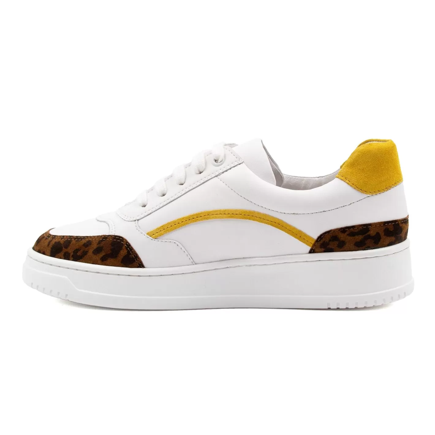 Baskets-JULES & JENN Baskets Vintage Cuir Blanc Leopard Blanc/Leopard