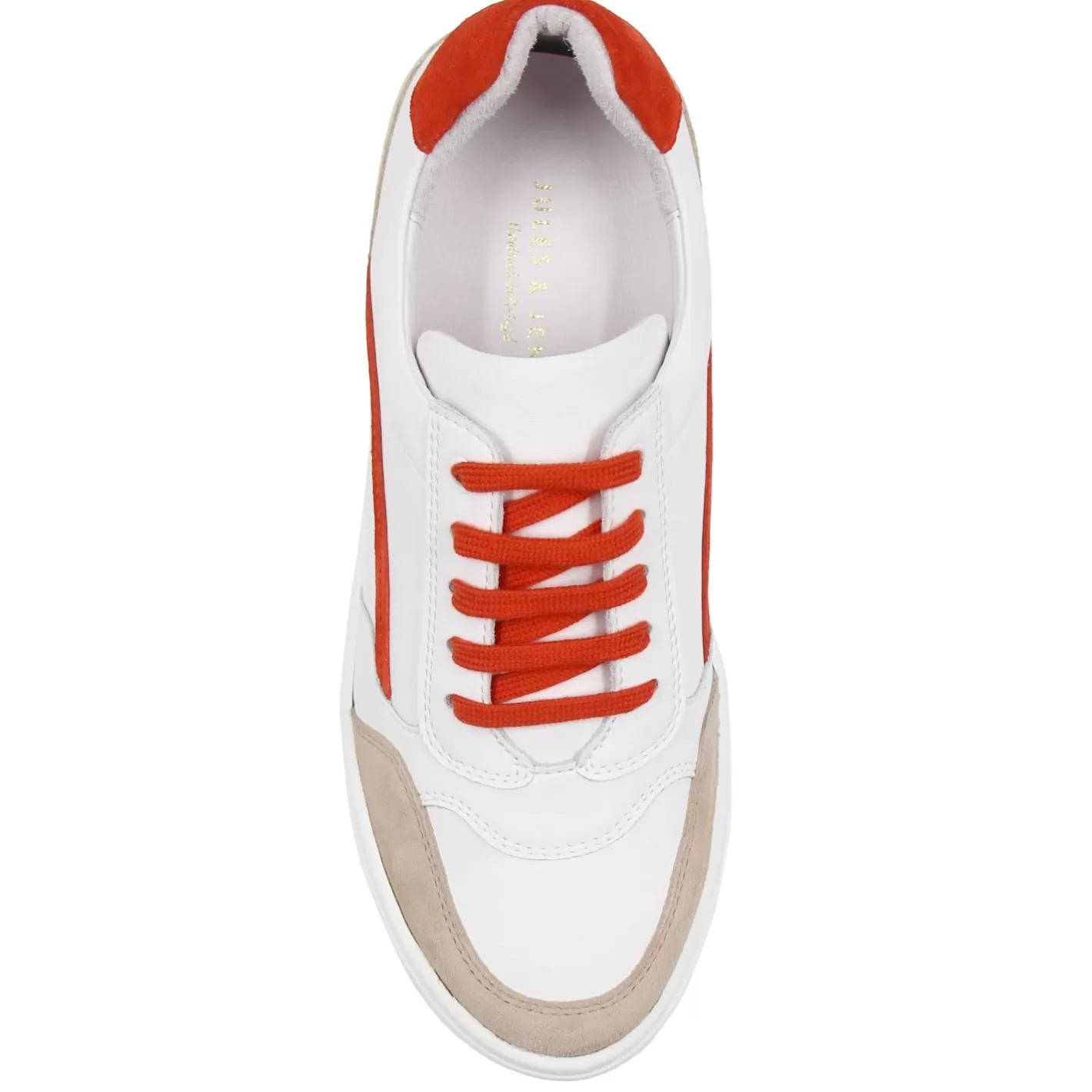 Baskets-JULES & JENN Baskets Vintage Cuir Blanc Orange Blanc/Orange