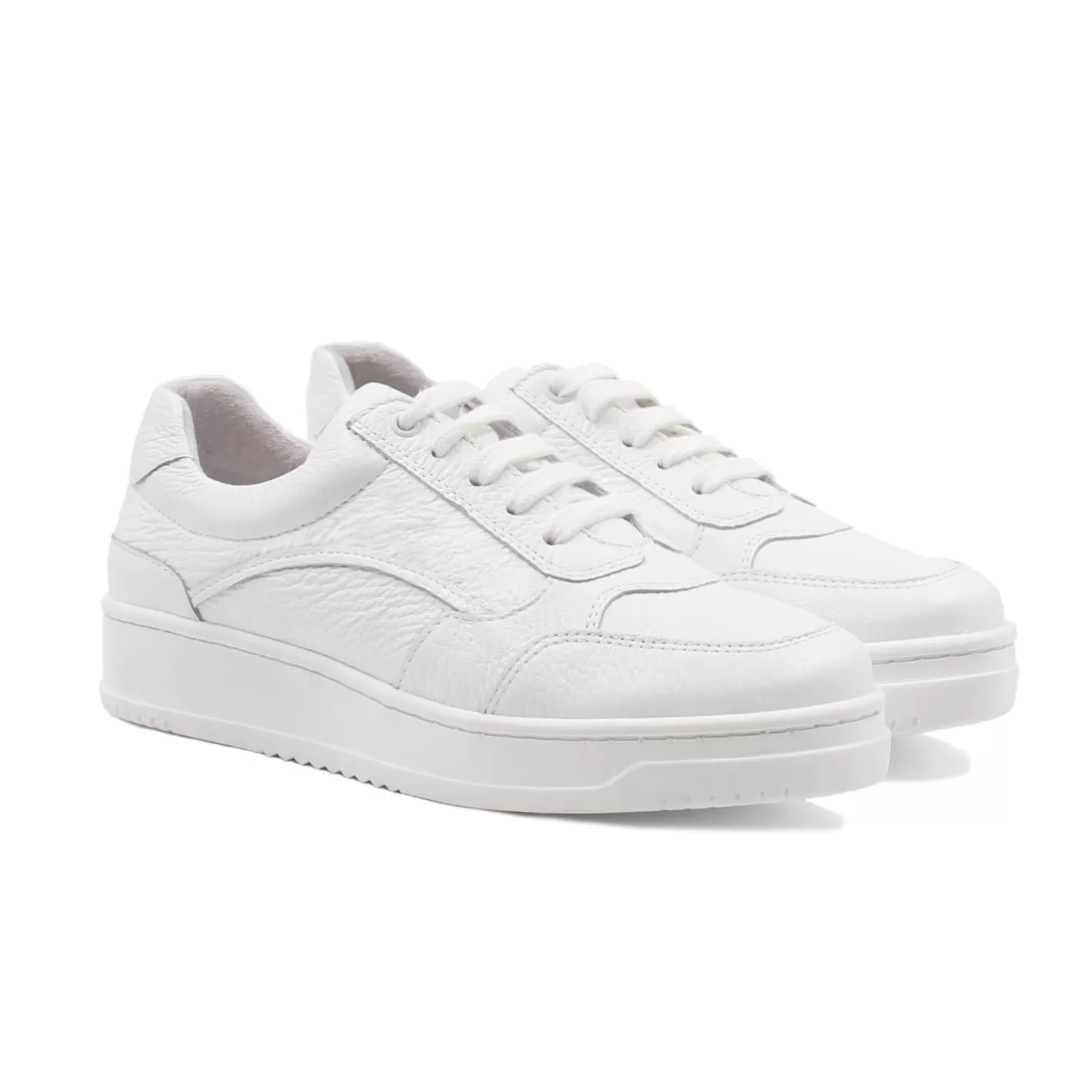 Baskets-JULES & JENN Baskets Vintage Cuir Graine Blanc