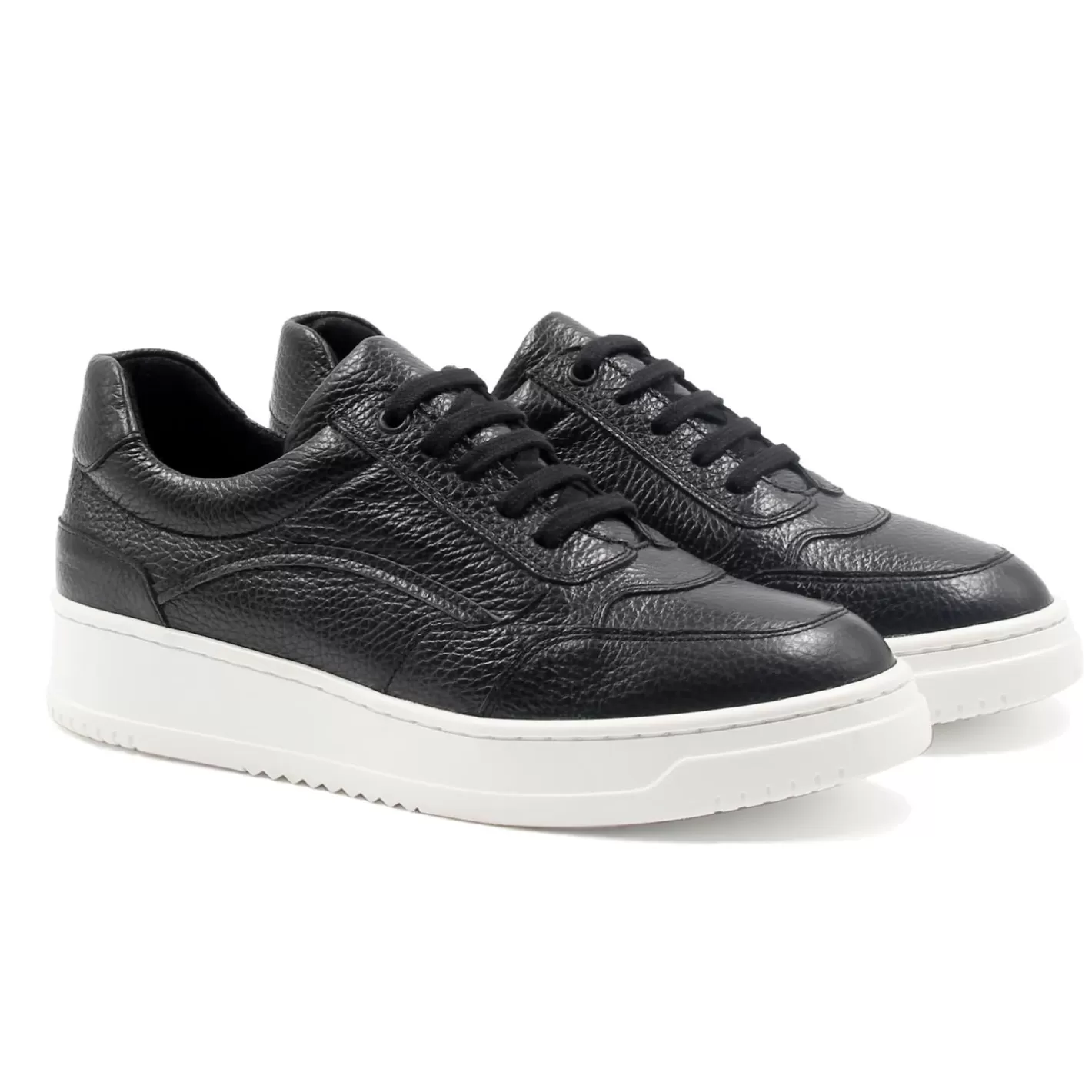 Baskets-JULES & JENN Baskets Vintage Cuir Graine Noir
