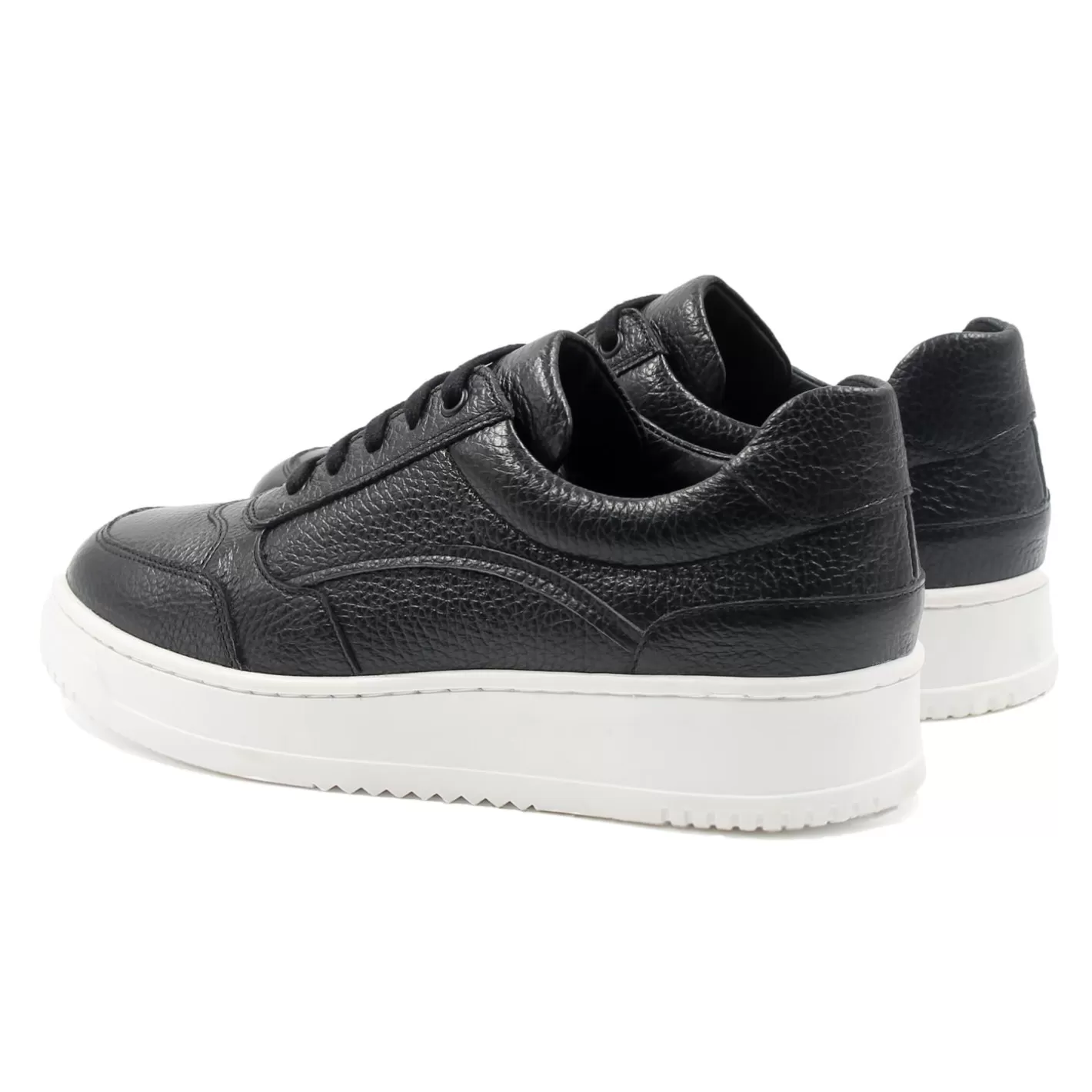 Baskets-JULES & JENN Baskets Vintage Cuir Graine Noir