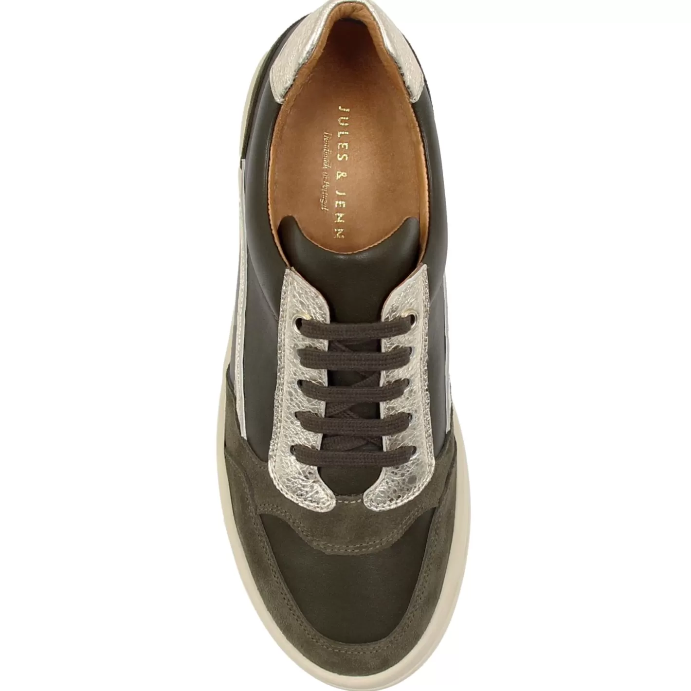 Baskets-JULES & JENN Baskets Vintage Cuir Kaki Dore Kaki/Dore