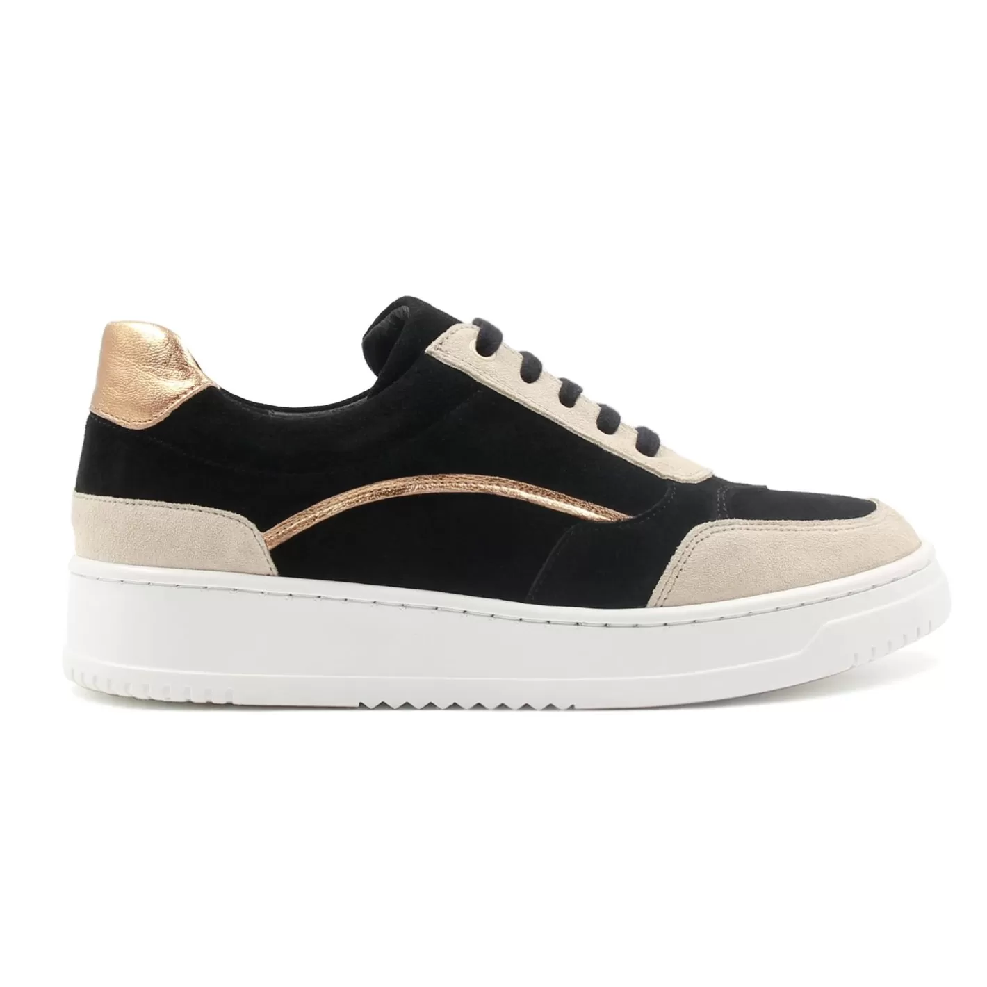 Baskets-JULES & JENN Baskets Vintage Cuir Noir Beige Noir/Beige