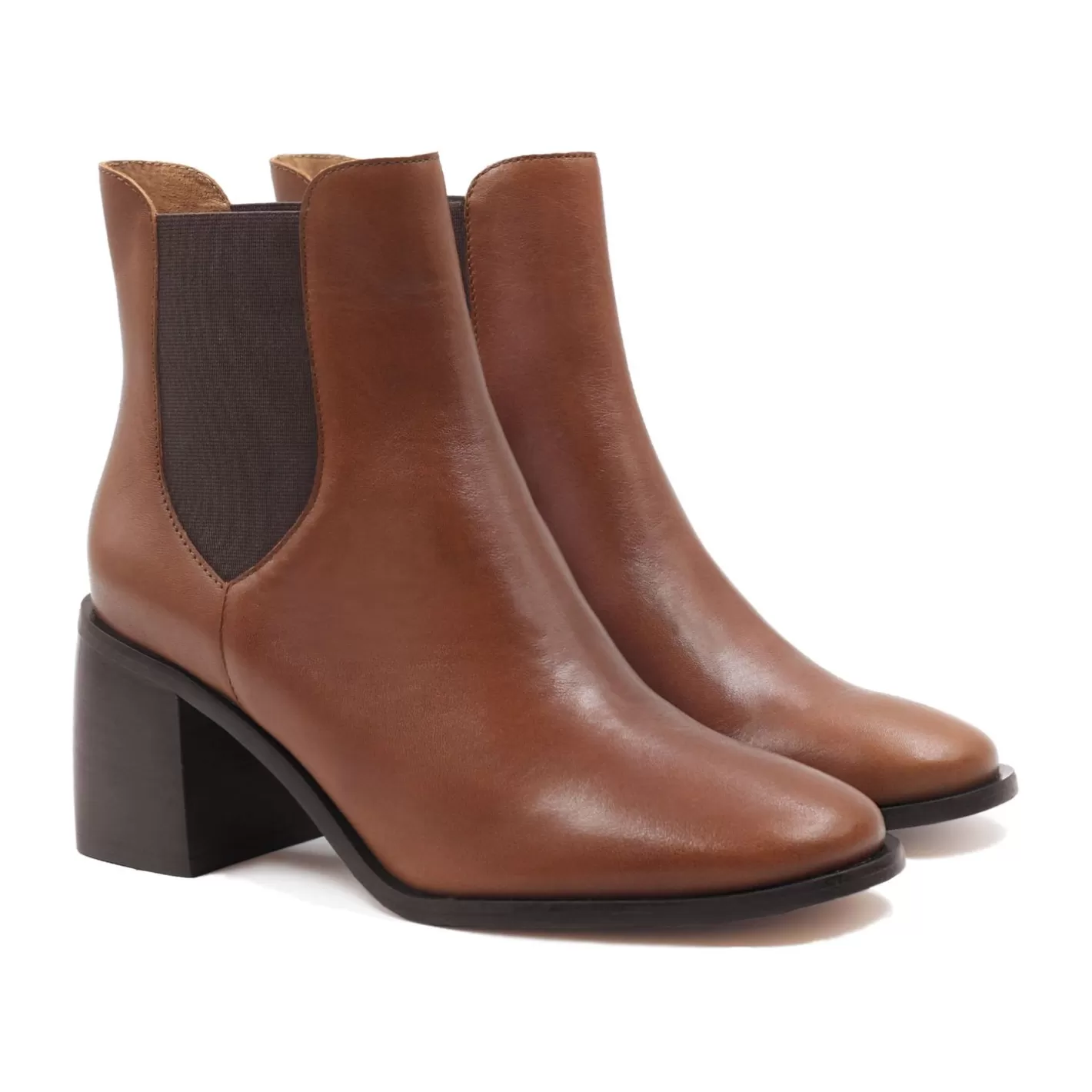 Bottines & Bottes-JULES & JENN Bottines Chelsea Talon Cuir Camel
