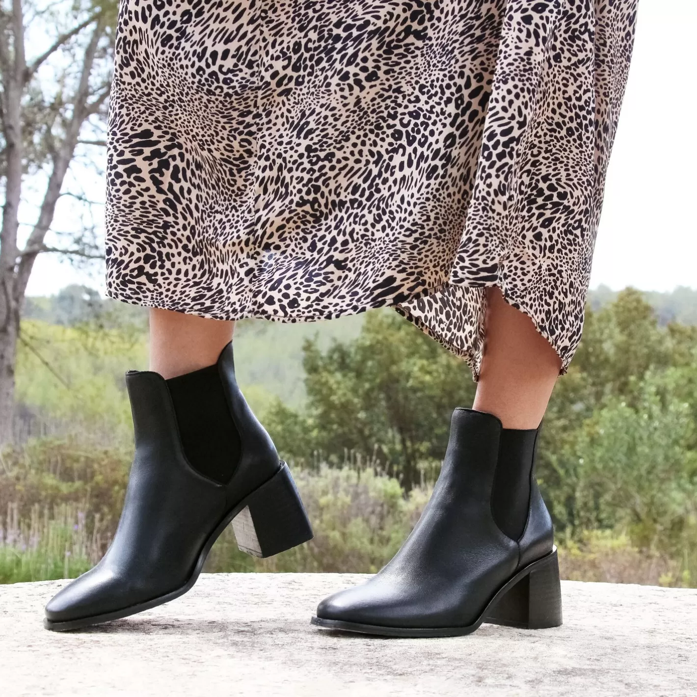 Bottines & Bottes-JULES & JENN Bottines Chelsea Talon Cuir Noir