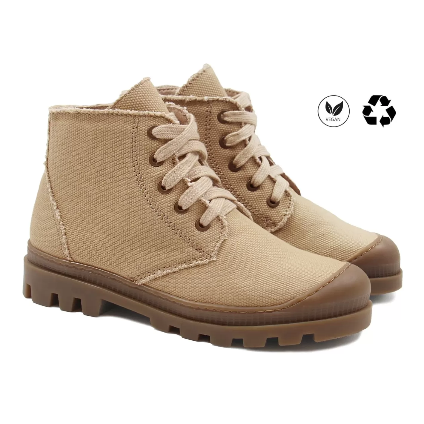 Bottines & Bottes-JULES & JENN Bottines Crantees Toile Recyclee Camel