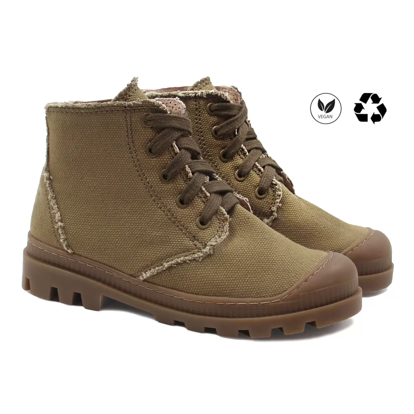 Bottines & Bottes-JULES & JENN Bottines Crantees Toile Recyclee Kaki