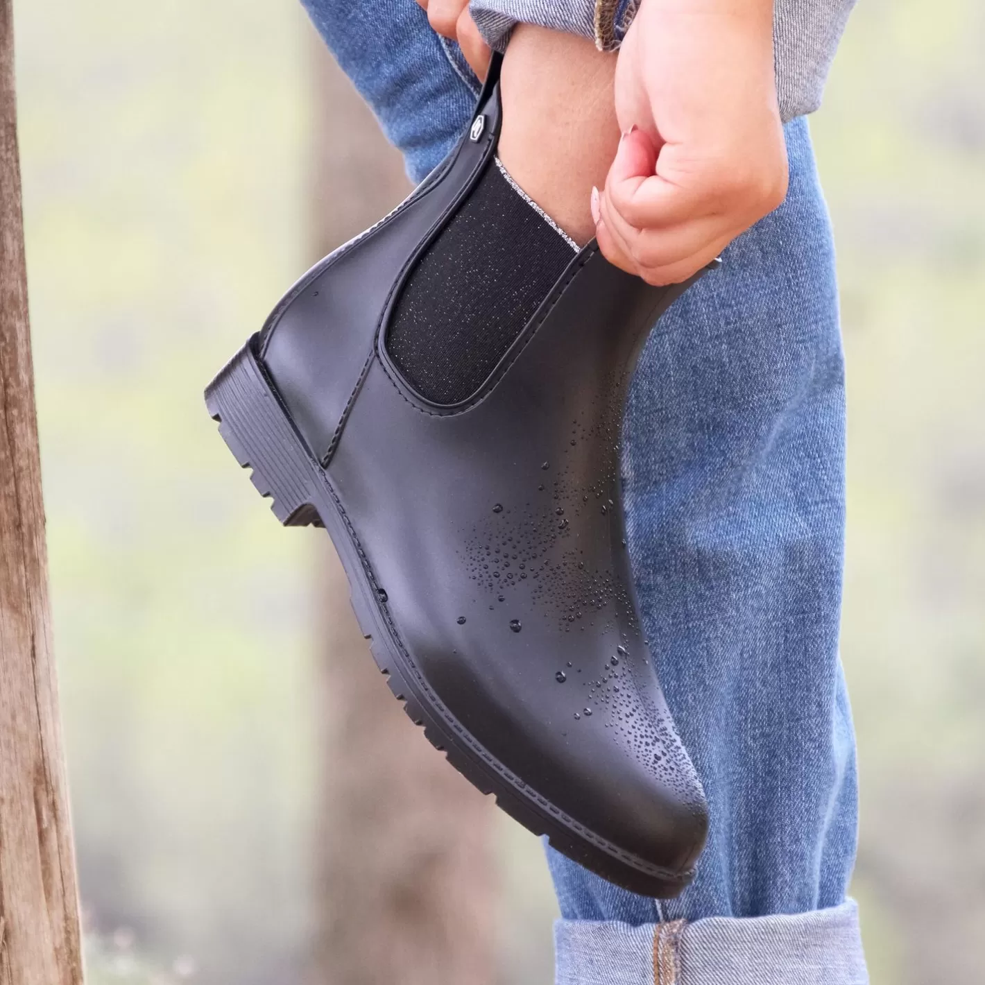 Bottines & Bottes-JULES & JENN Bottines De Pluie Noir Argente Noir/Gris