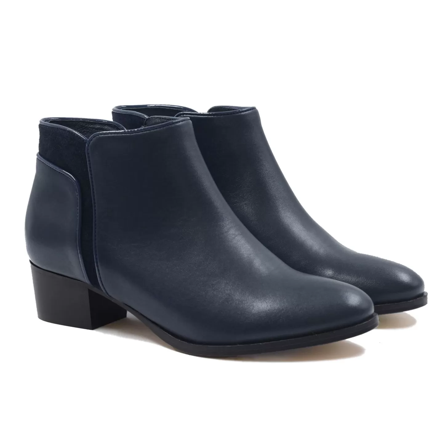 Bottines & Bottes-JULES & JENN Bottines Moyen Talon Cuir Bleu Bleu Marine