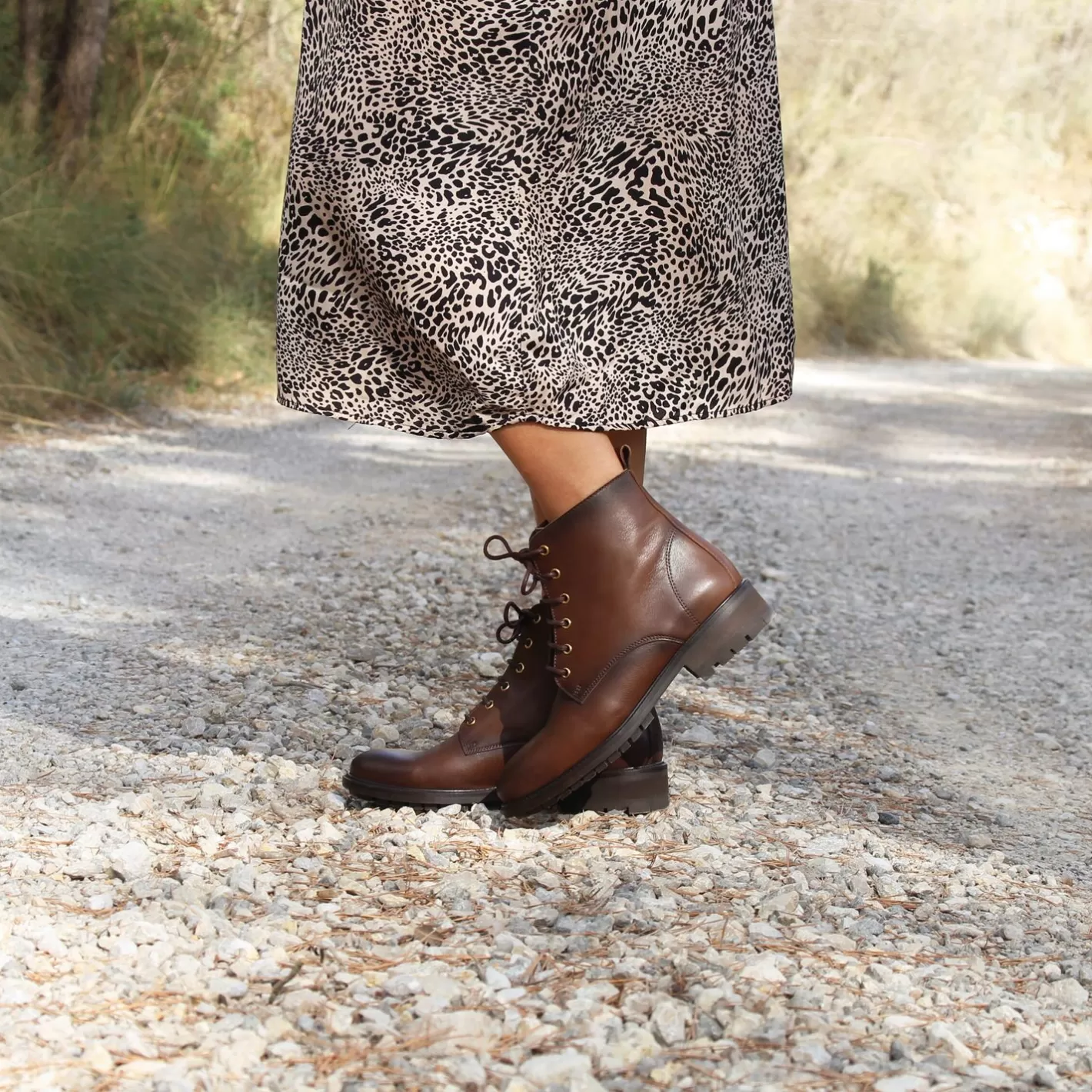 Bottines & Bottes-JULES & JENN Bottines Plates A Lacet Cuir Marron