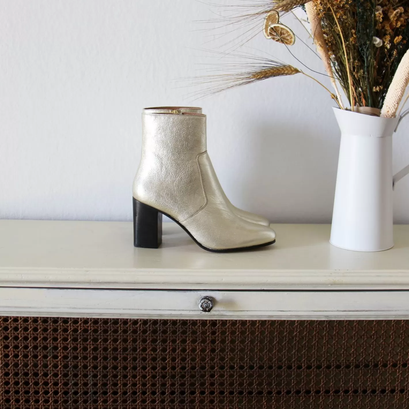 Bottines & Bottes-JULES & JENN Bottines Talon Essentielles Cuir Dore