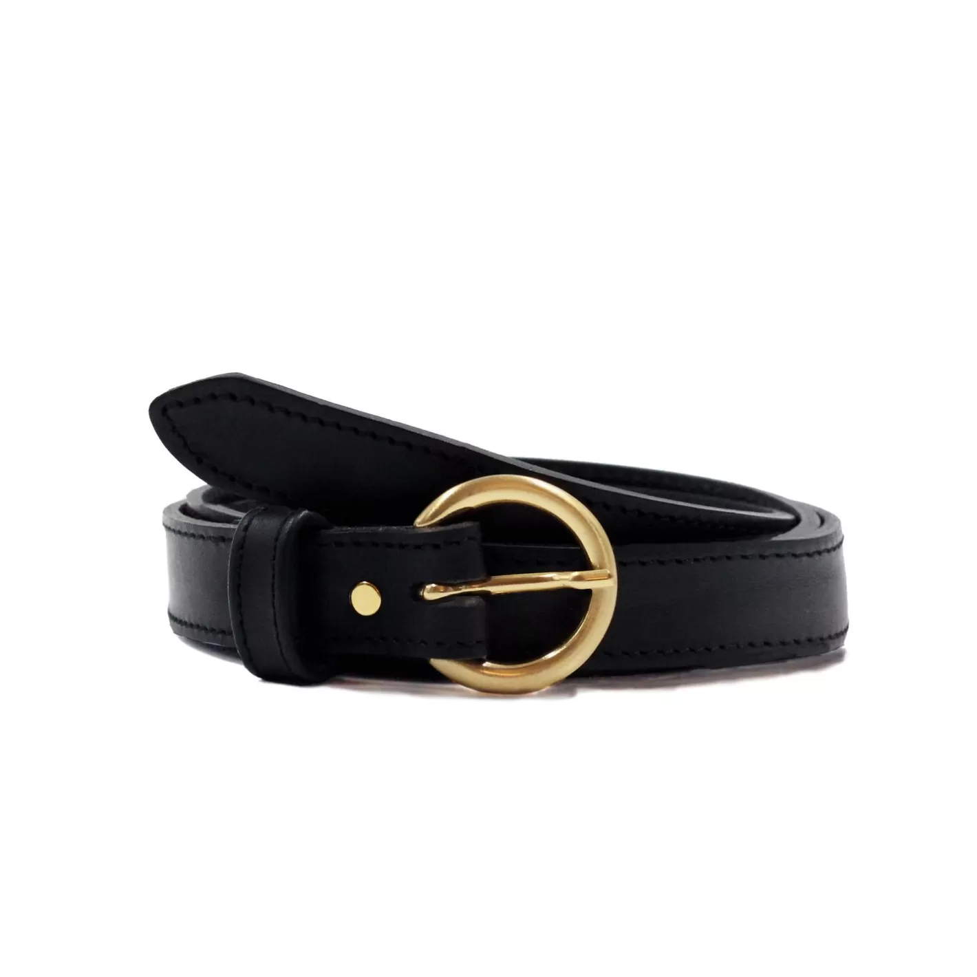Ceintures-JULES & JENN Ceinture Boucle D'Or Cuir Noir