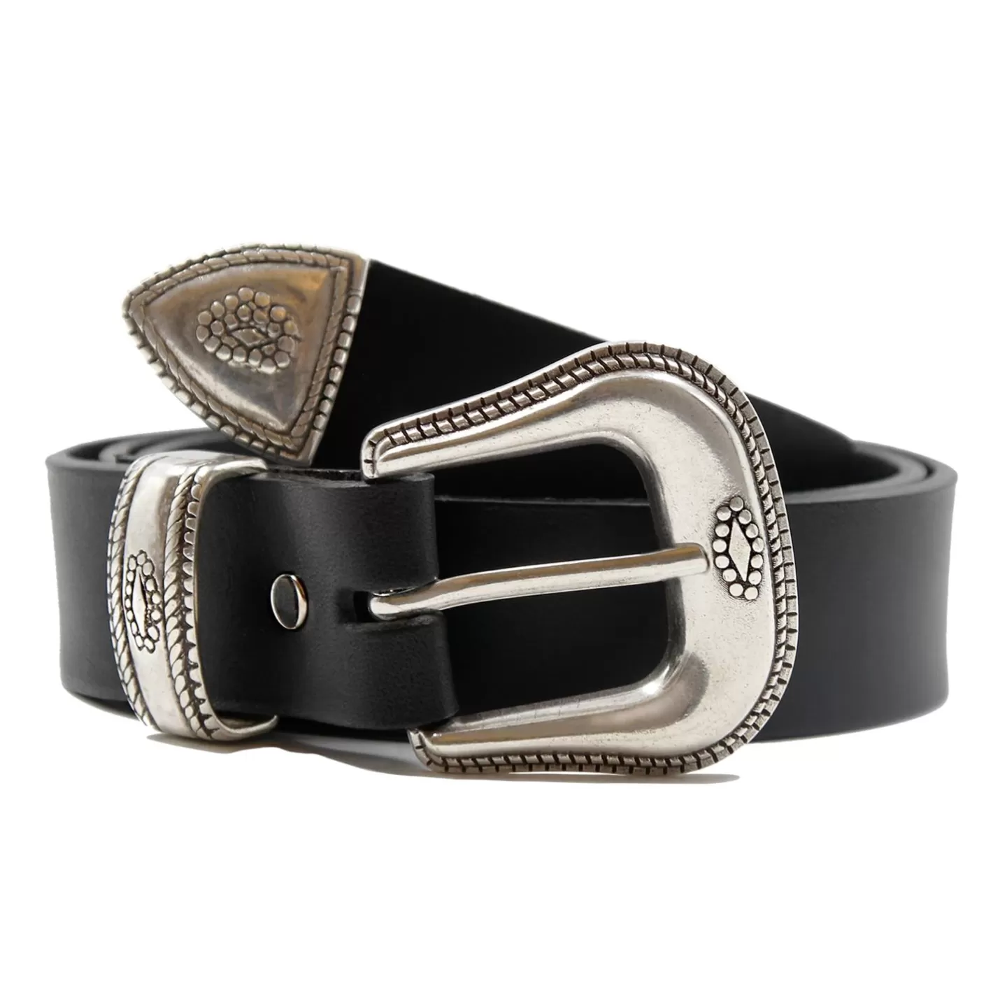 Ceintures-JULES & JENN Ceinture Far West Cuir Noir