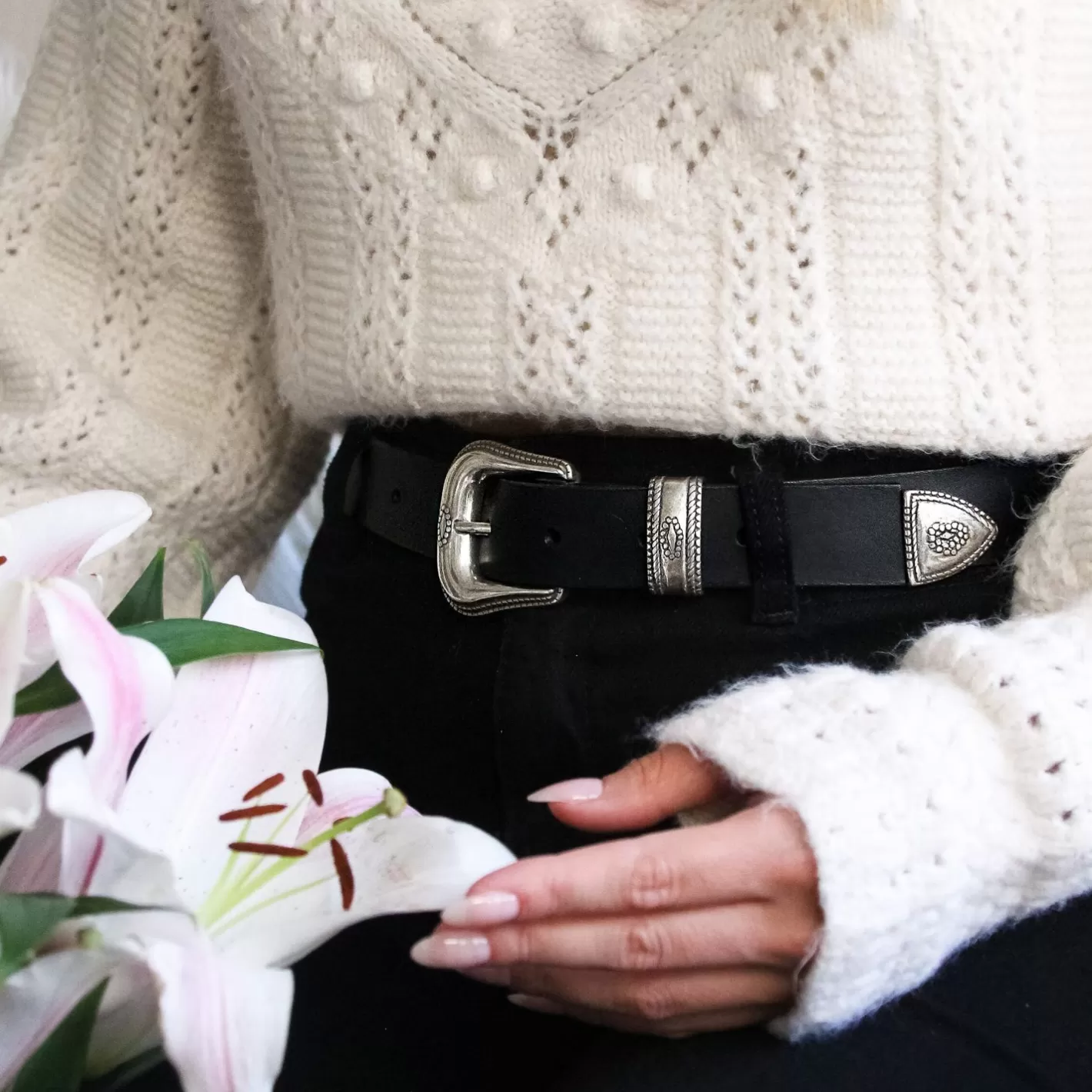 Ceintures-JULES & JENN Ceinture Far West Cuir Noir