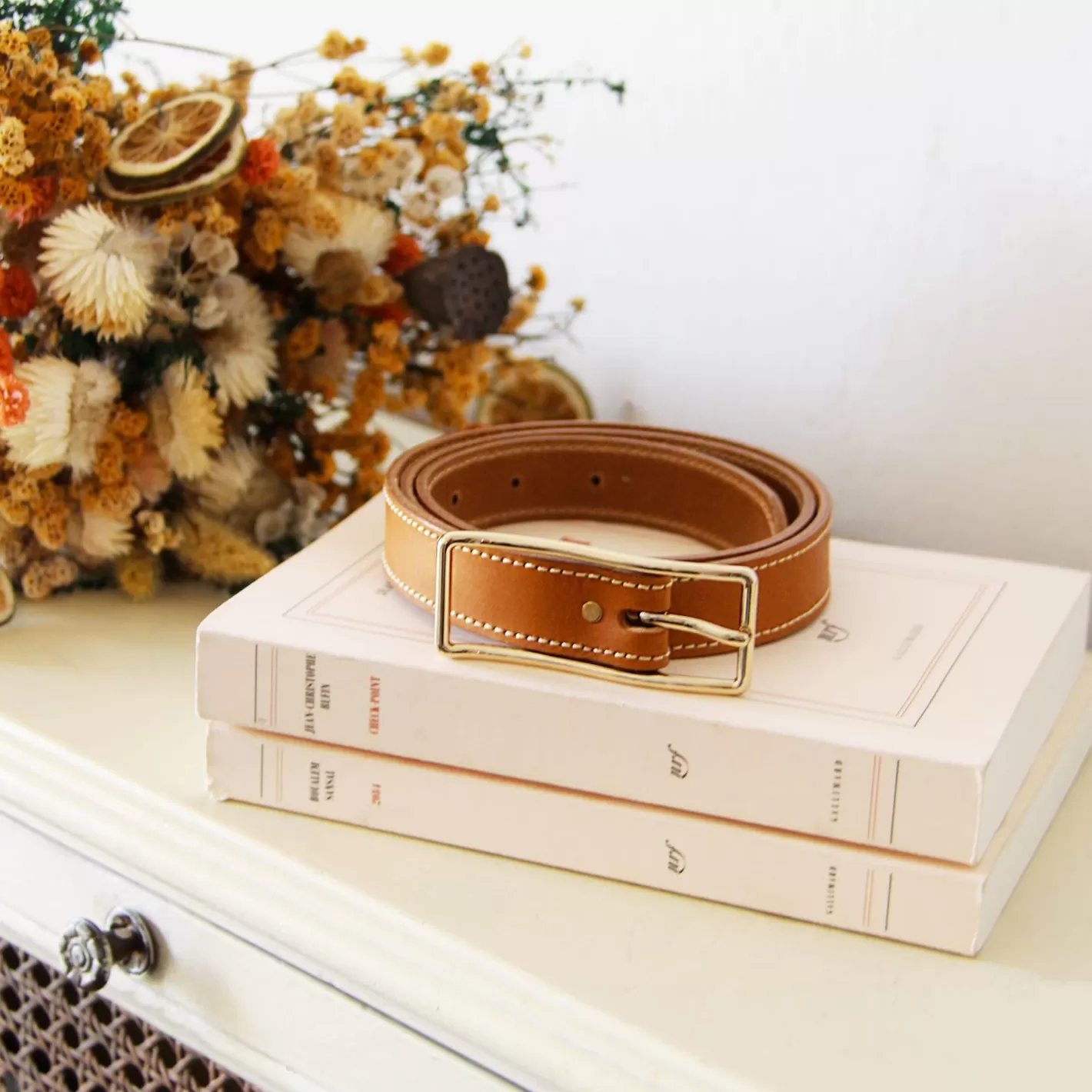 Ceintures-JULES & JENN Ceinture Mademoiselle Cuir Camel