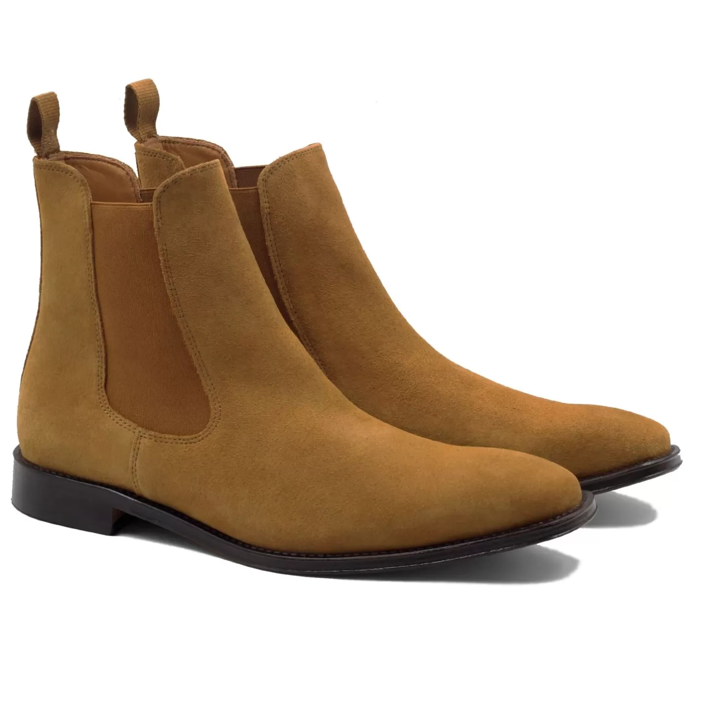 Boots-JULES & JENN Chelsea Boots Cuir Daim Camel