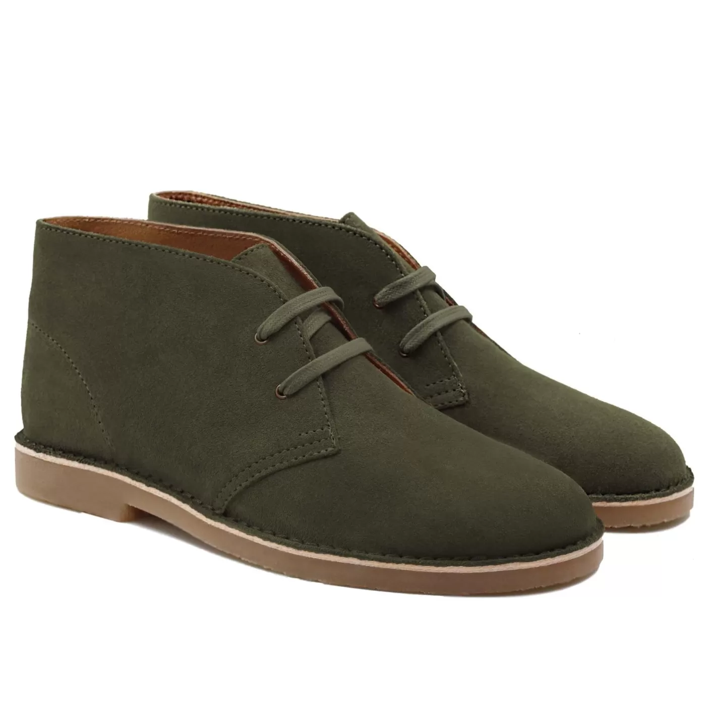Boots-JULES & JENN Chukka Boots Cuir Daim Kaki