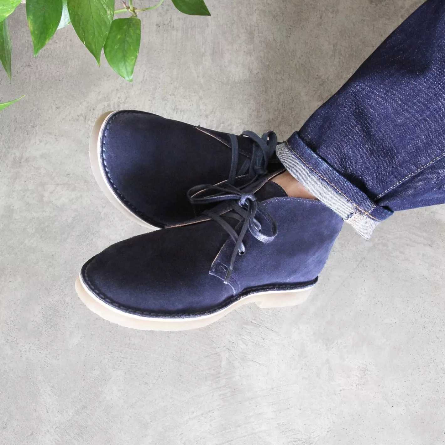 Boots-JULES & JENN Chukka Boots Cuir Daim Bleu Bleu Marine