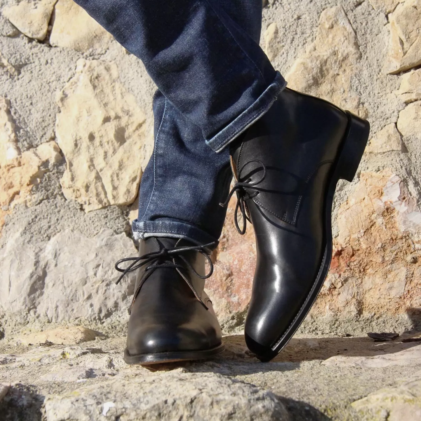 Boots-JULES & JENN Desert Boots Cuir Noir