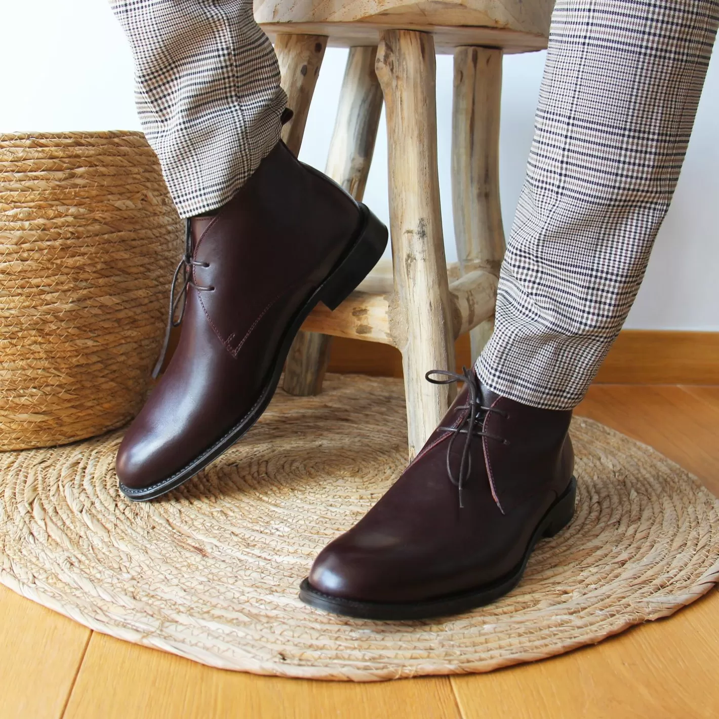 Boots-JULES & JENN Desert Boots Cuir Bordeaux