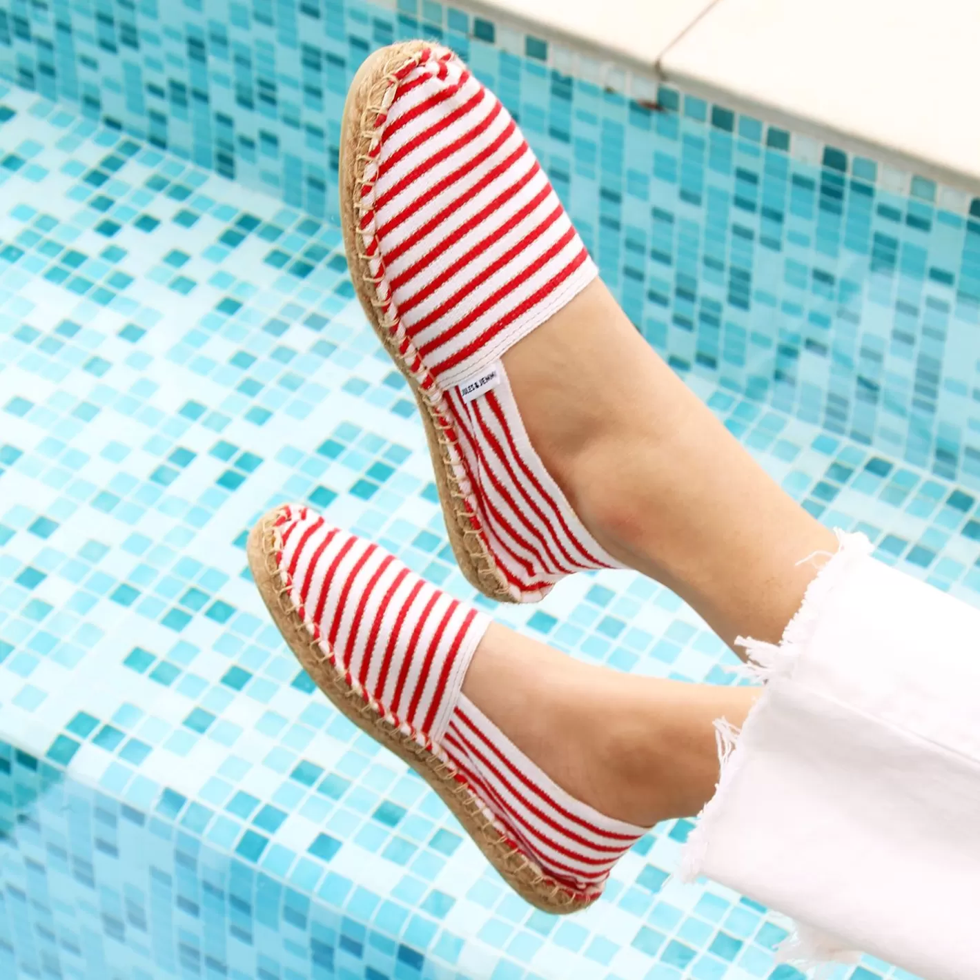 Espadrilles-JULES & JENN Espadrilles Toile Coton Rouge & Dore Rouge/Dore