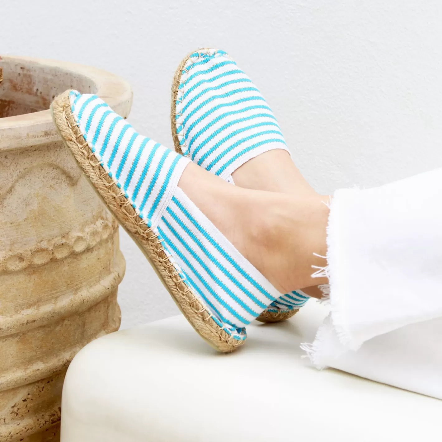 Espadrilles-JULES & JENN Espadrilles Toile Coton Turquoise Turquoise/Dore