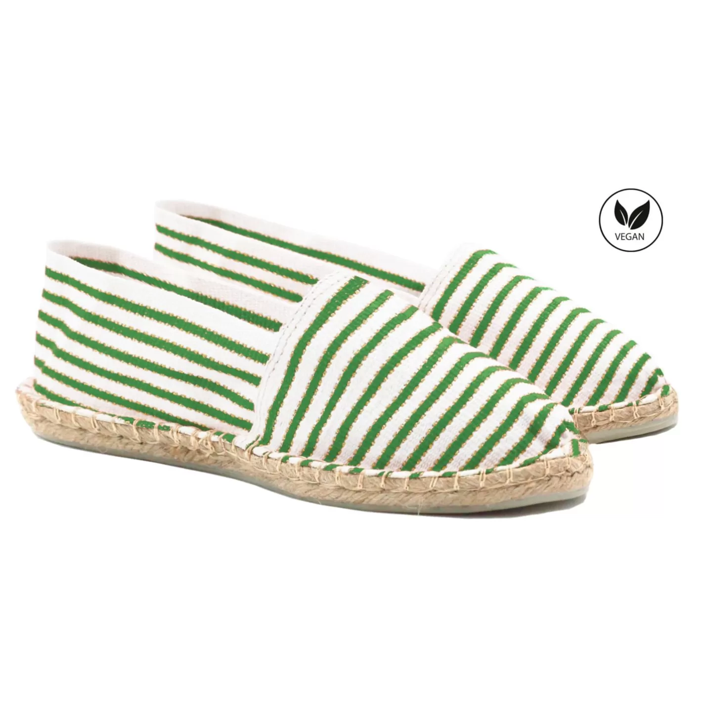 Espadrilles-JULES & JENN Espadrilles Toile Coton Vert Dore Vert/Dore