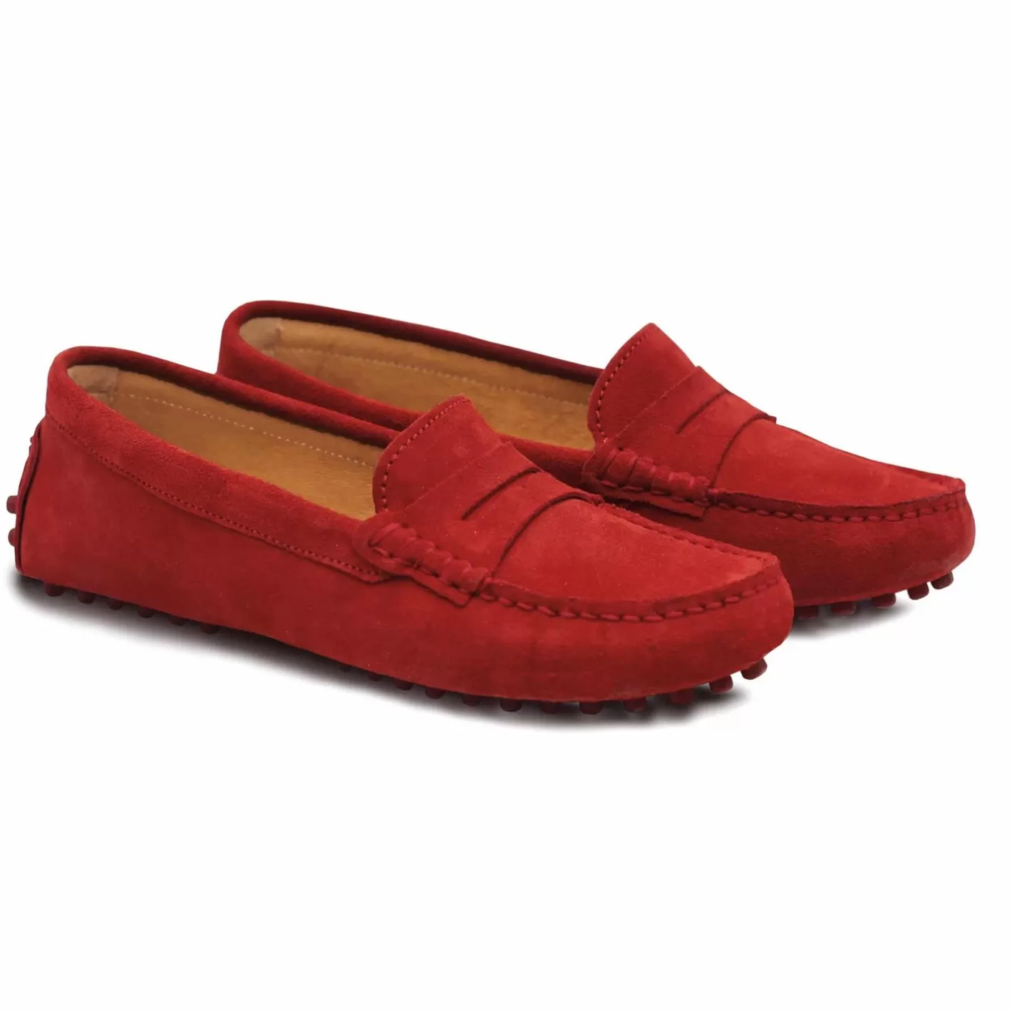 Mocassins & Derbies-JULES & JENN Mocassins Cuir Daim Rouge
