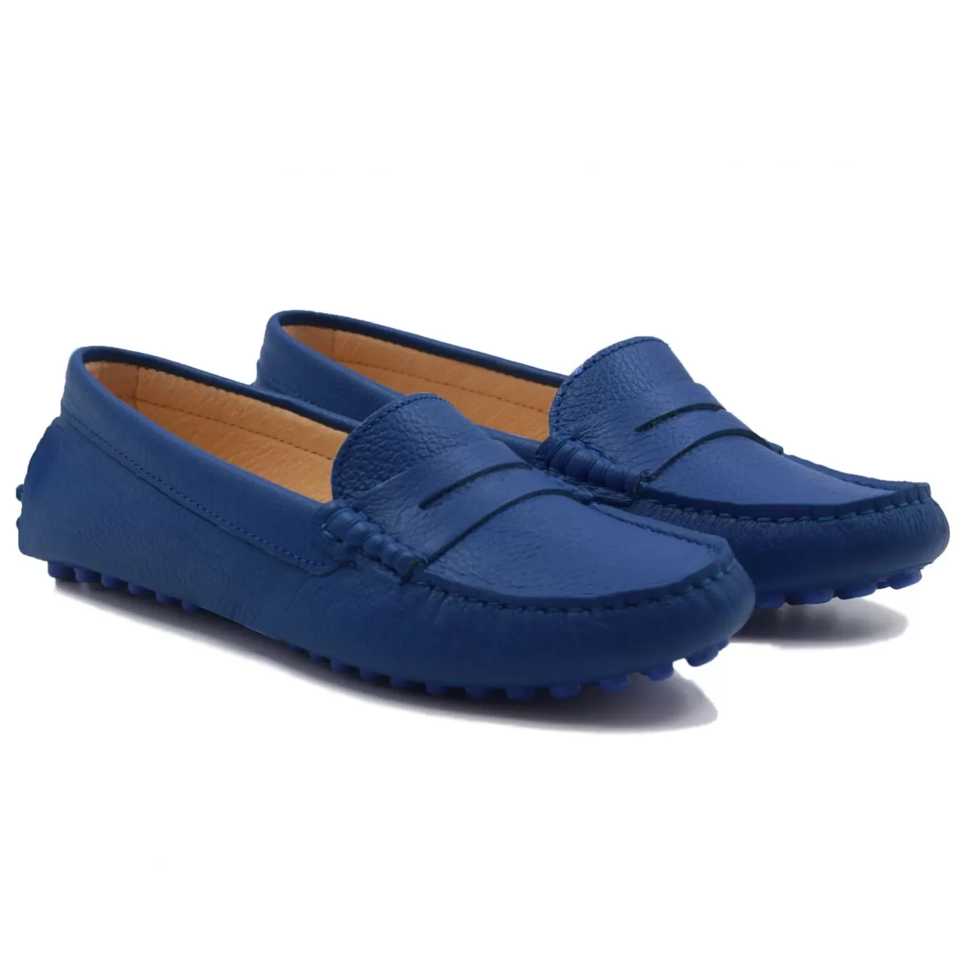 Mocassins & Derbies-JULES & JENN Mocassins Cuir Graine Bleu Royal
