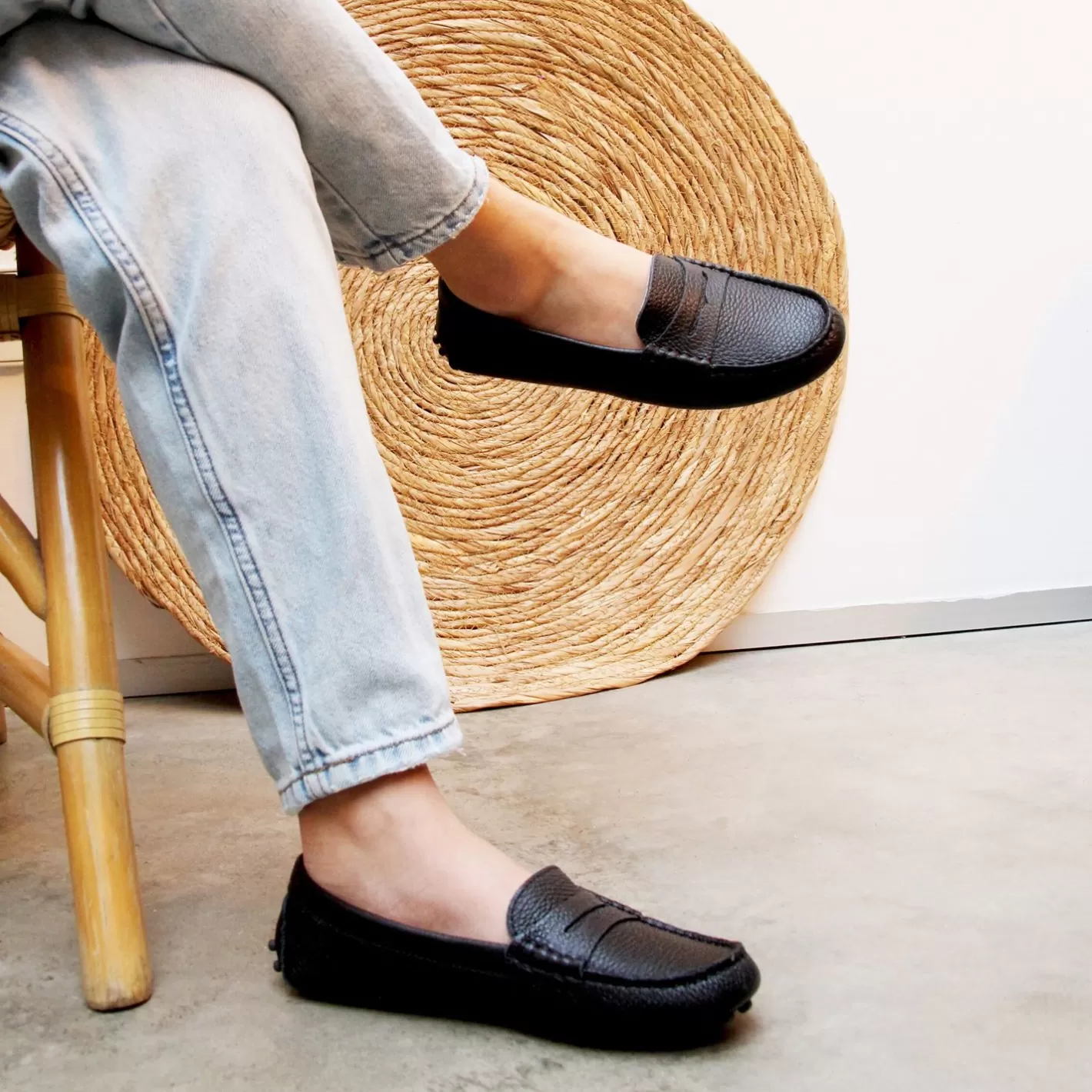Mocassins & Derbies-JULES & JENN Mocassins Cuir Graine Noir