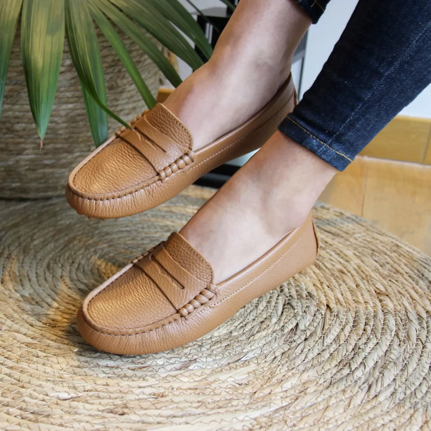 Mocassins & Derbies-JULES & JENN Mocassins Cuir Graine Camel