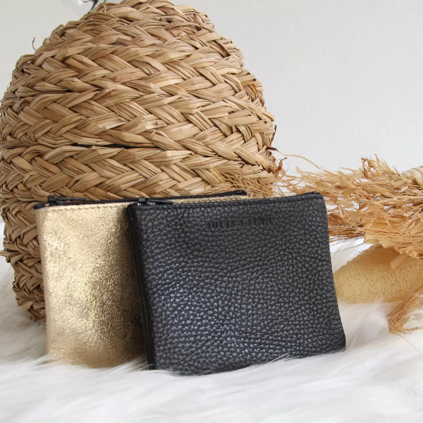 Petite Maroquinerie-JULES & JENN Pochette Cuir Upcycle Petite Noir