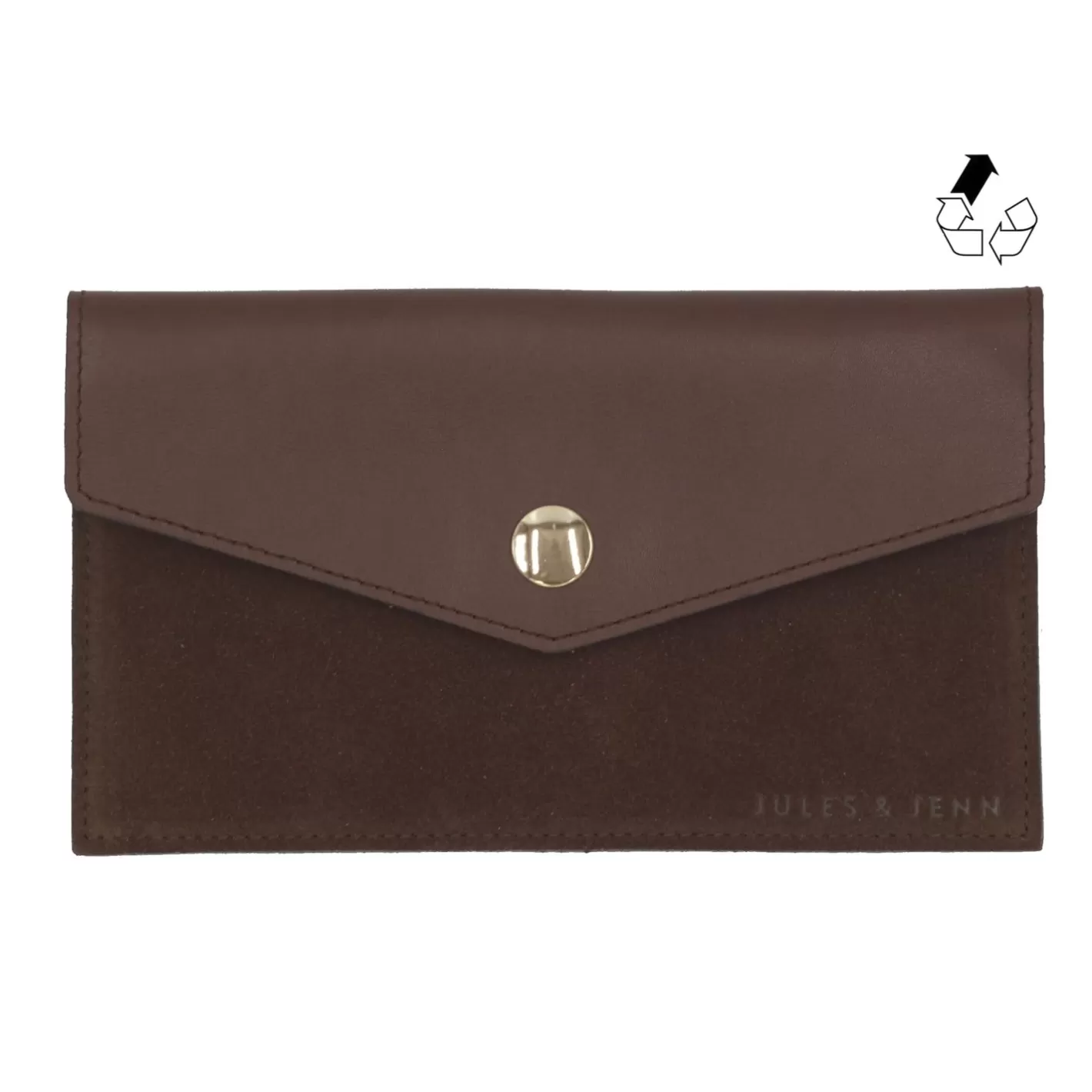 Petite Maroquinerie-JULES & JENN Pochette Enveloppe Cuir Upcycle Marron