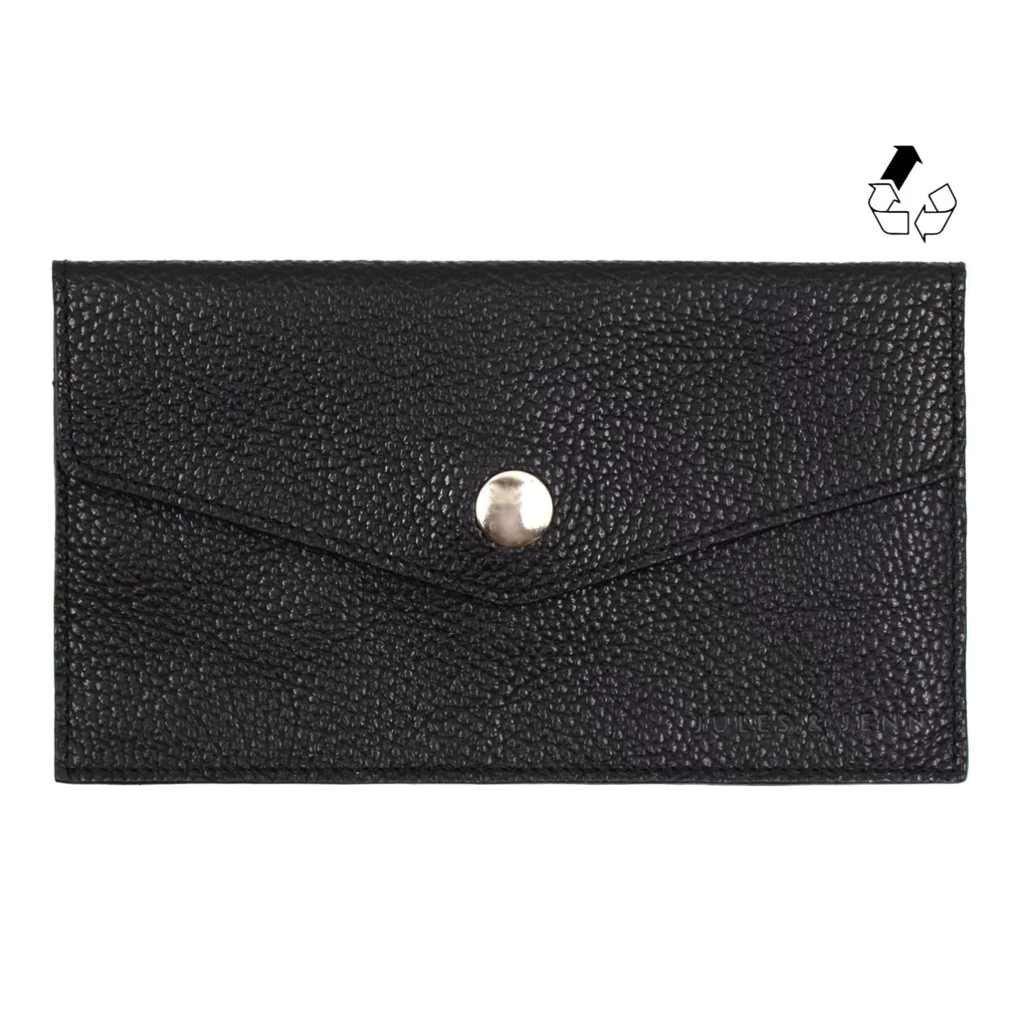 Petite Maroquinerie-JULES & JENN Pochette Enveloppe Cuir Upcycle Noir