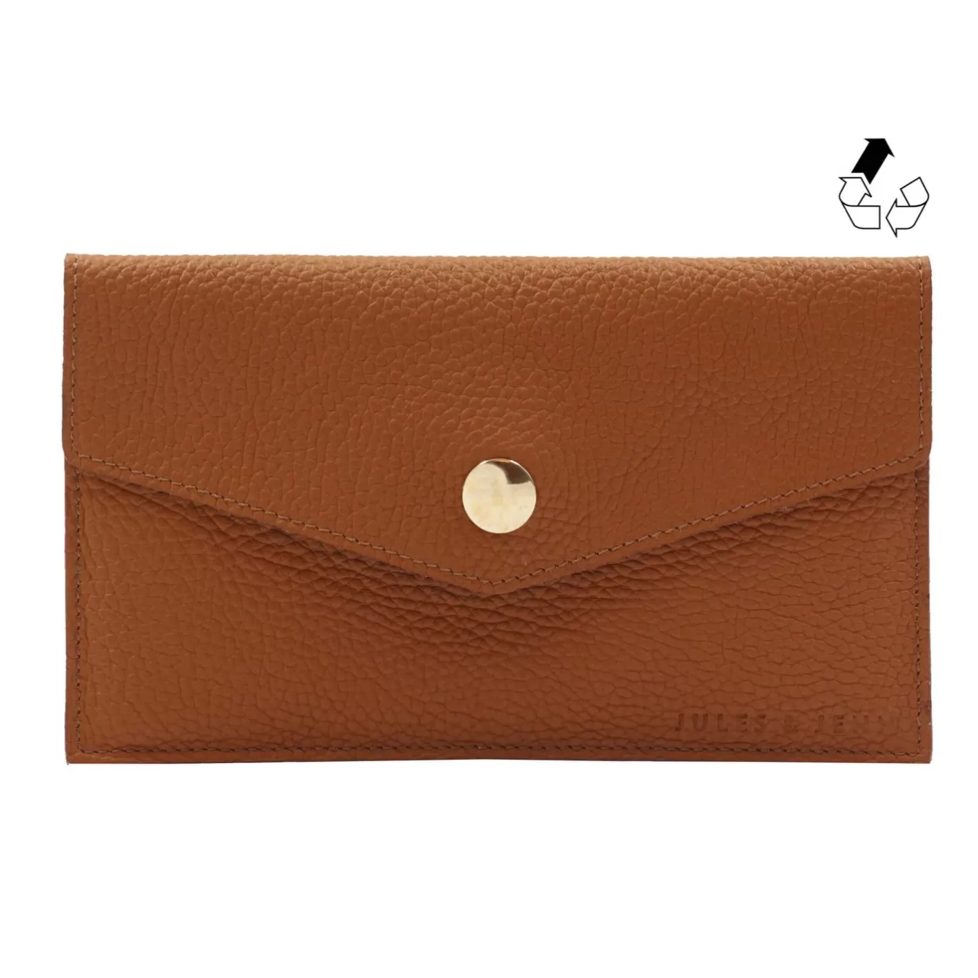 Petite Maroquinerie-JULES & JENN Pochette Enveloppe Cuir Upcycle Camel