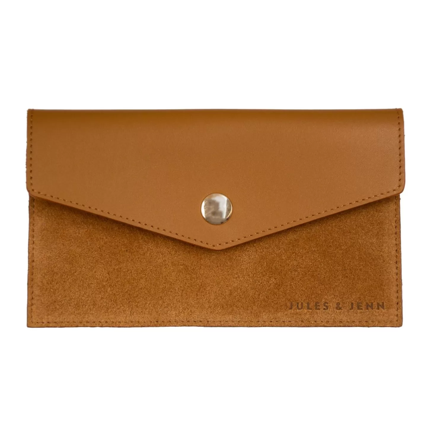 Petite Maroquinerie-JULES & JENN Pochette Enveloppe Cuir Upcycle Cognac