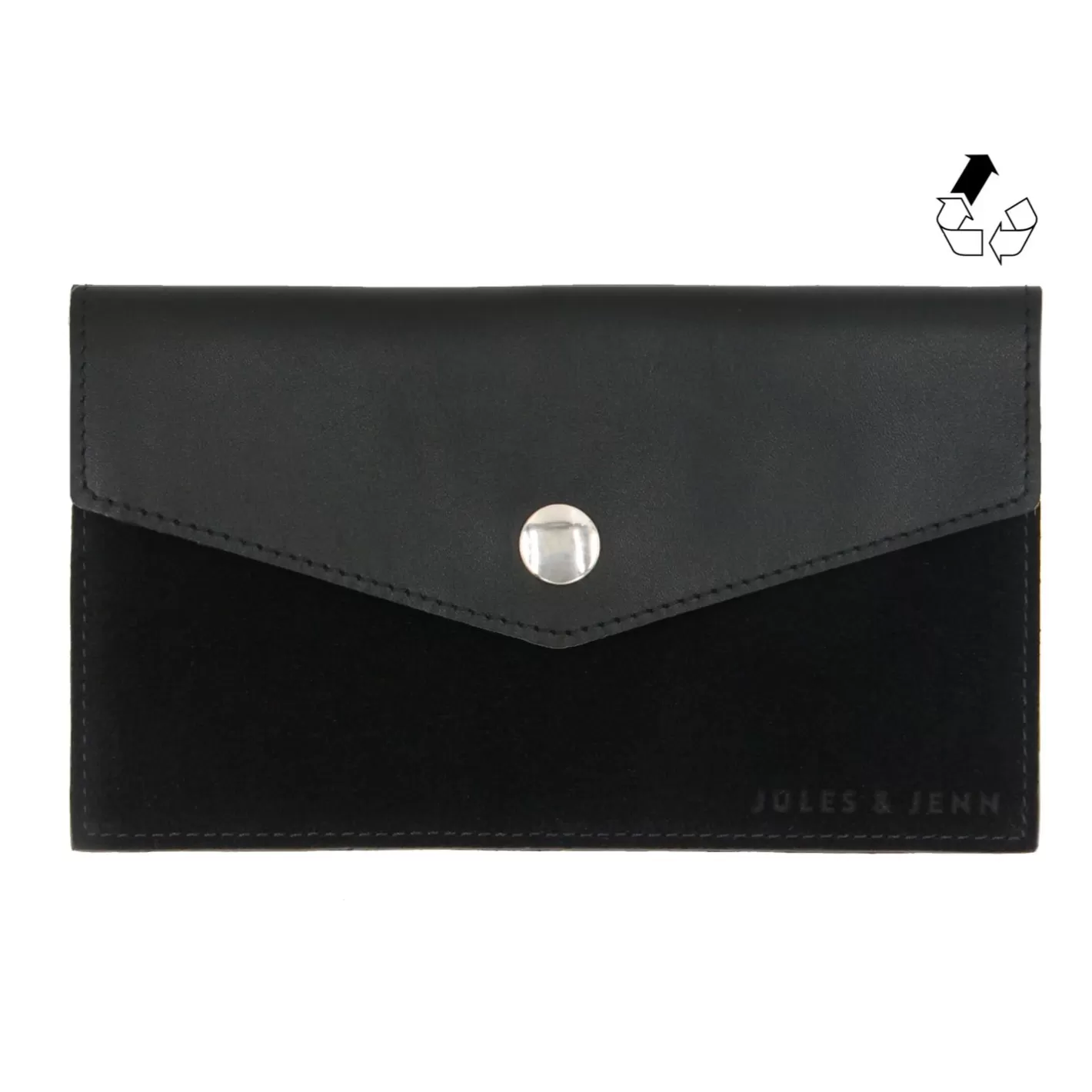 Petite Maroquinerie-JULES & JENN Pochette Enveloppe Cuir Upcycle Noir