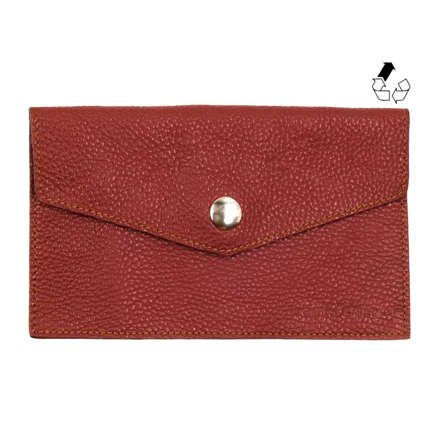 Petite Maroquinerie-JULES & JENN Pochette Enveloppe Upcycle Brique Orange Brique