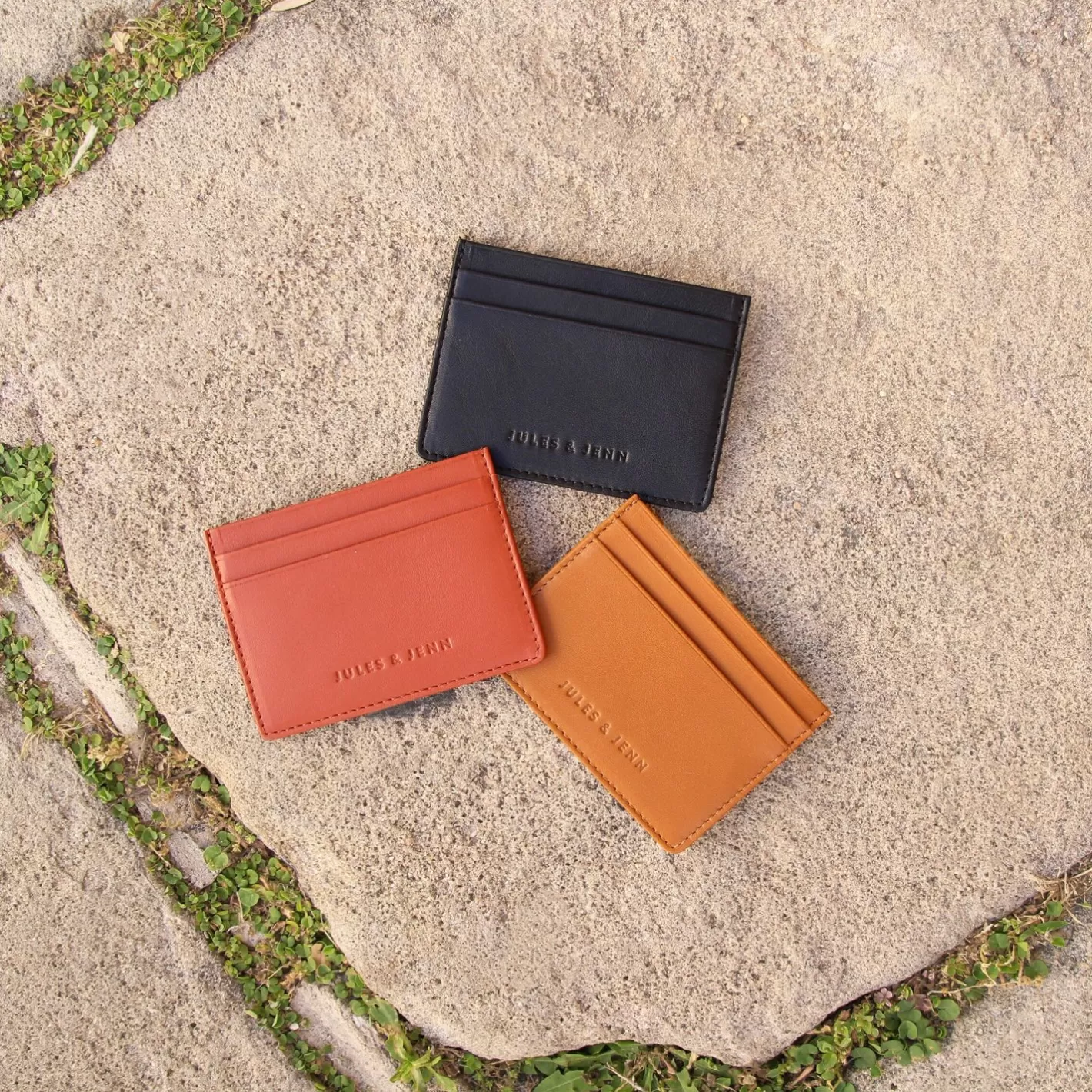 Petite Maroquinerie-JULES & JENN Porte-Cartes Cuir Upcycle Camel