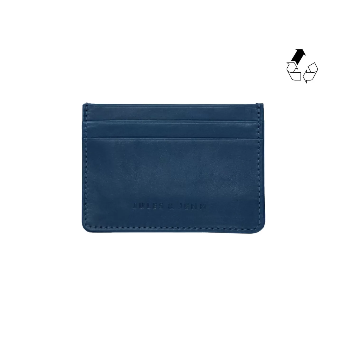 Petite Maroquinerie-JULES & JENN Porte-Cartes Cuir Upcycle Bleu Bleu Marine