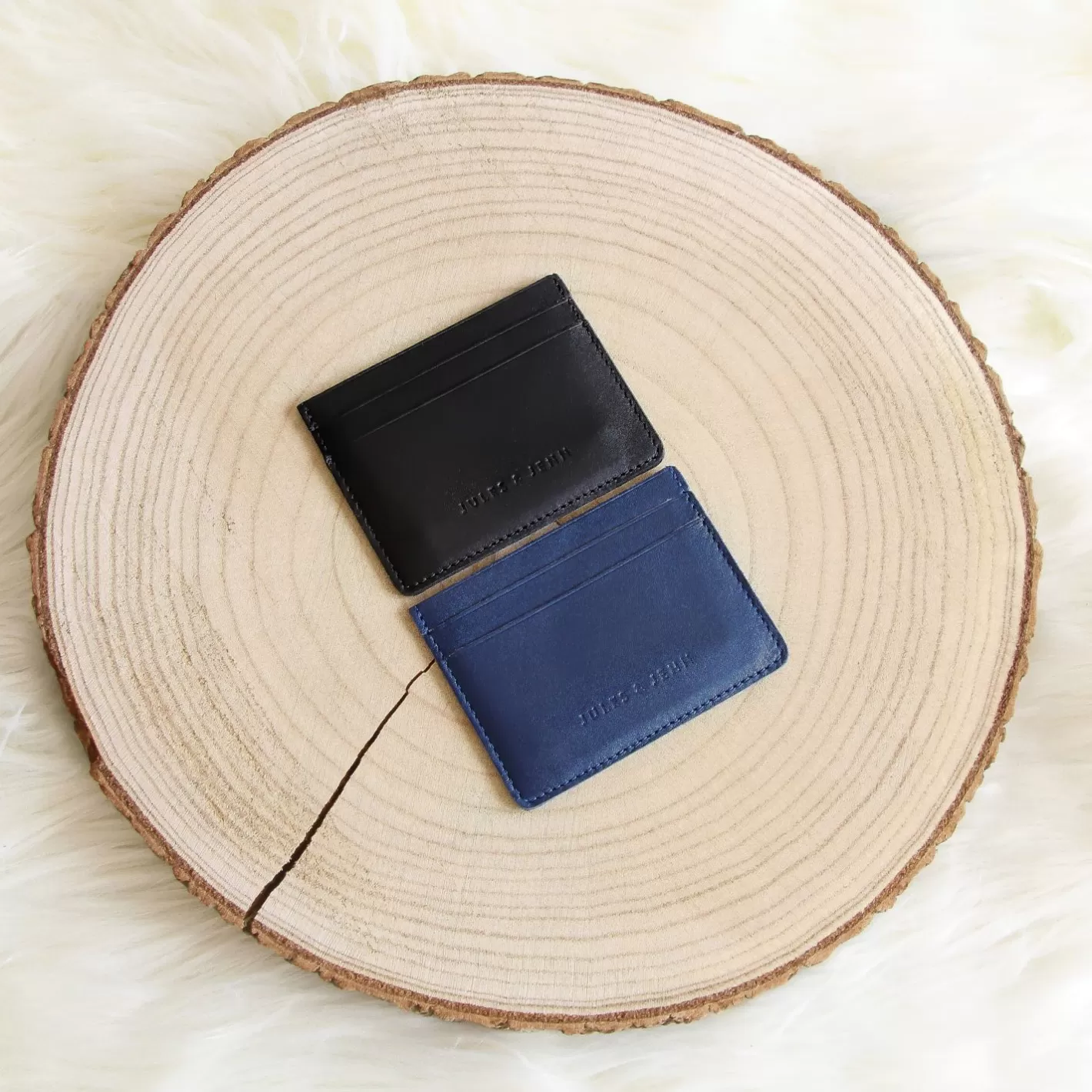 Petite Maroquinerie-JULES & JENN Porte-Cartes Cuir Upcycle Bleu Bleu Marine