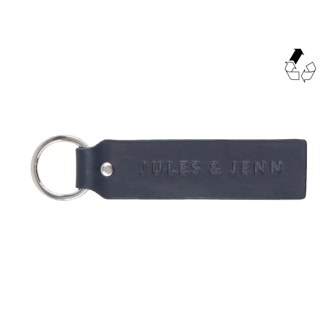 Petite Maroquinerie-JULES & JENN Porte-Cles Grave Cuir Upcycle Bleu