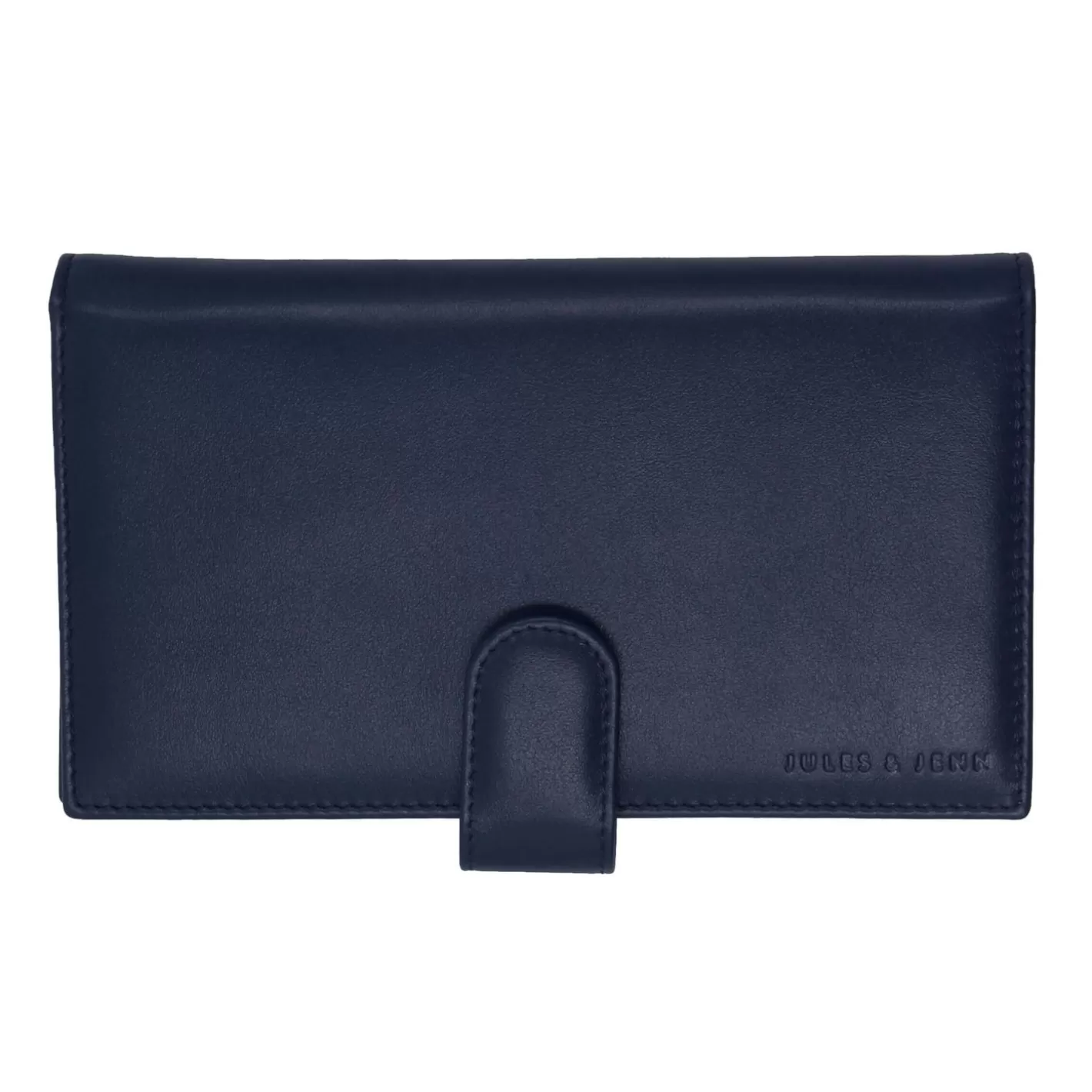 Petite Maroquinerie-JULES & JENN Portefeuille Porte-Chequier Cuir Bleu Bleu Marine